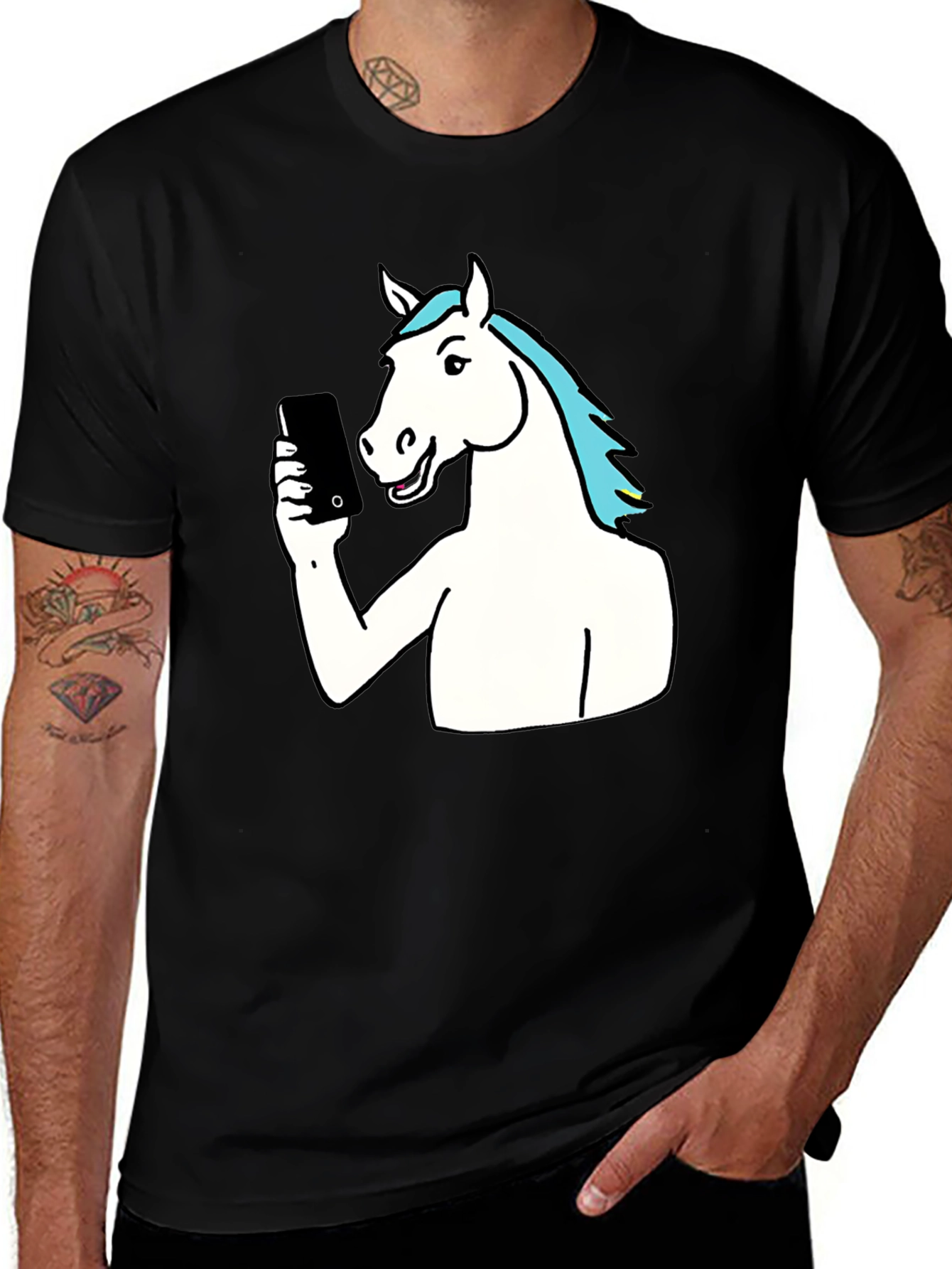 Variant 3 of Funny Horse Taking Selfie Graphic T-Shirt