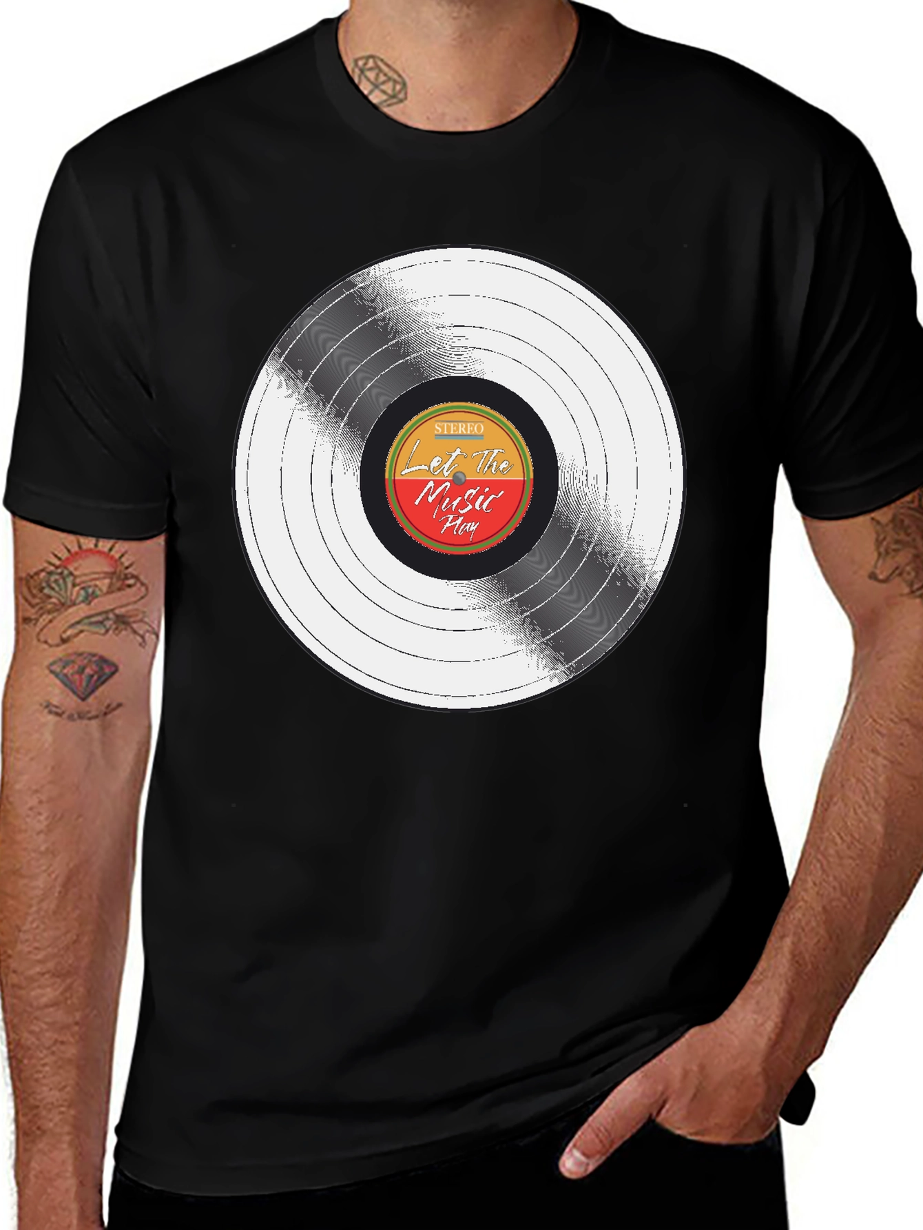 Variant 17 of Let The Music Play T-Shirt - Vintage Vinyl Record Tee
