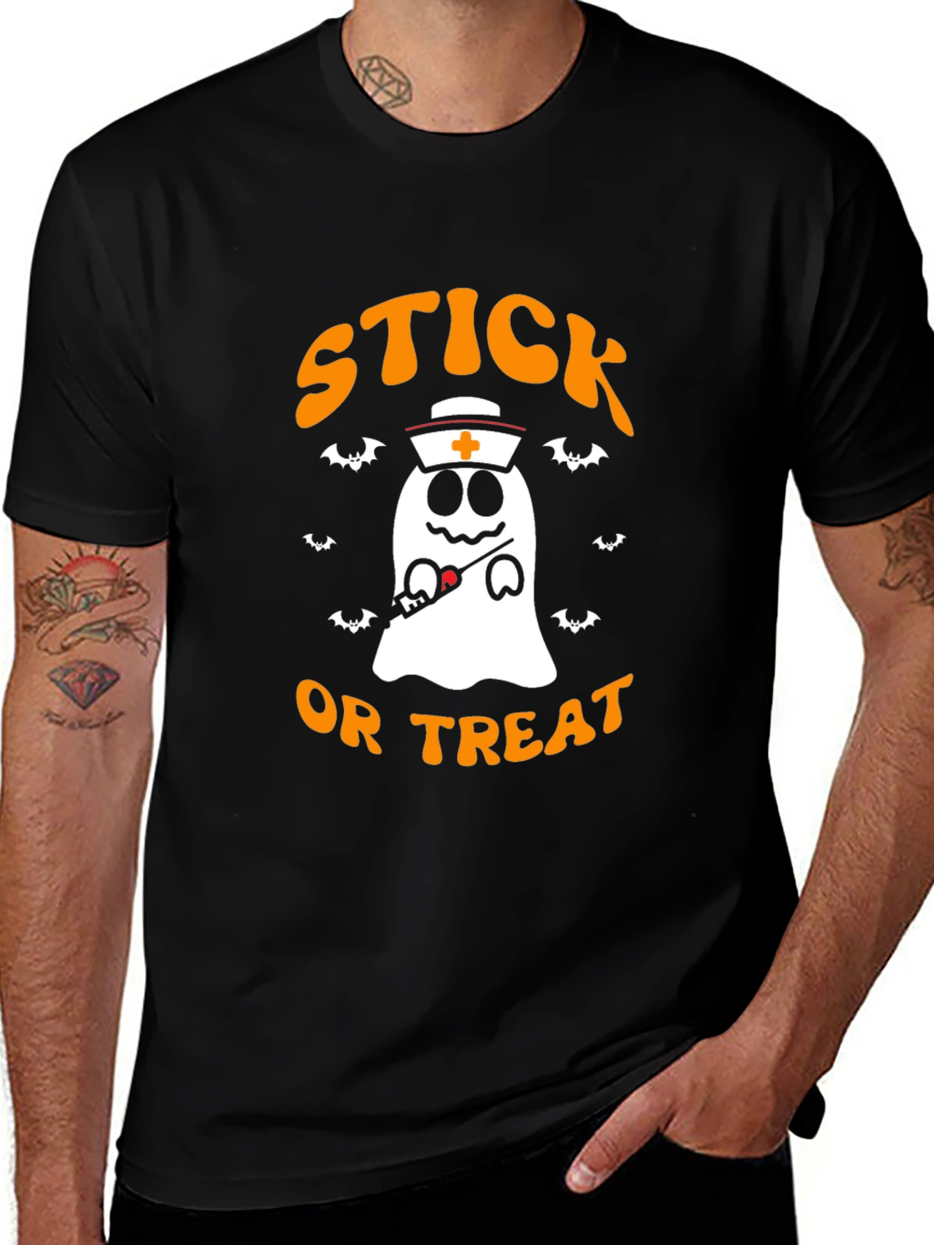 Stick or Treat Ghost Nurse Halloween T-Shirt