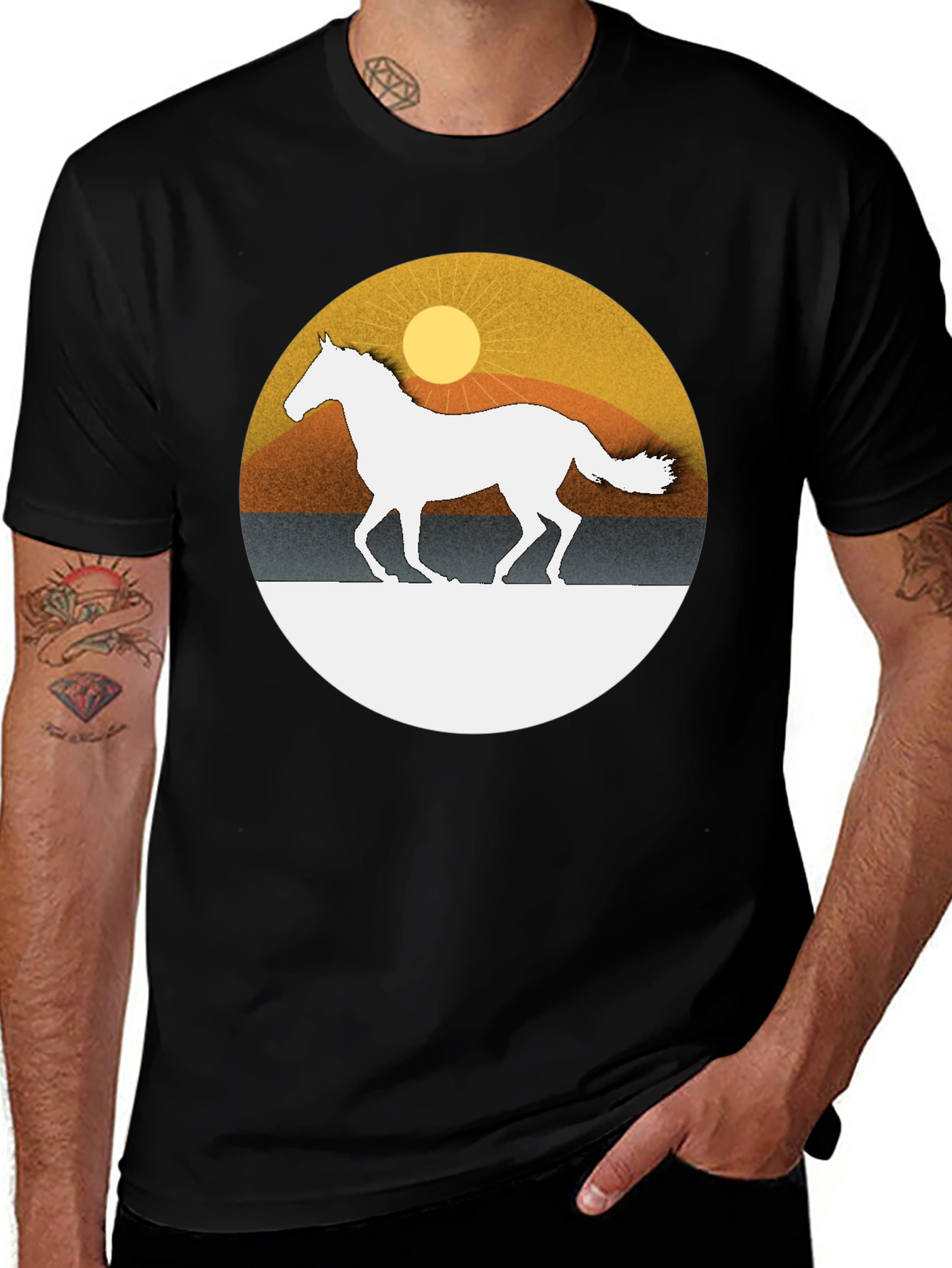 Variant 24 of Horse Silhouette Graphic Tee - Sunset Design