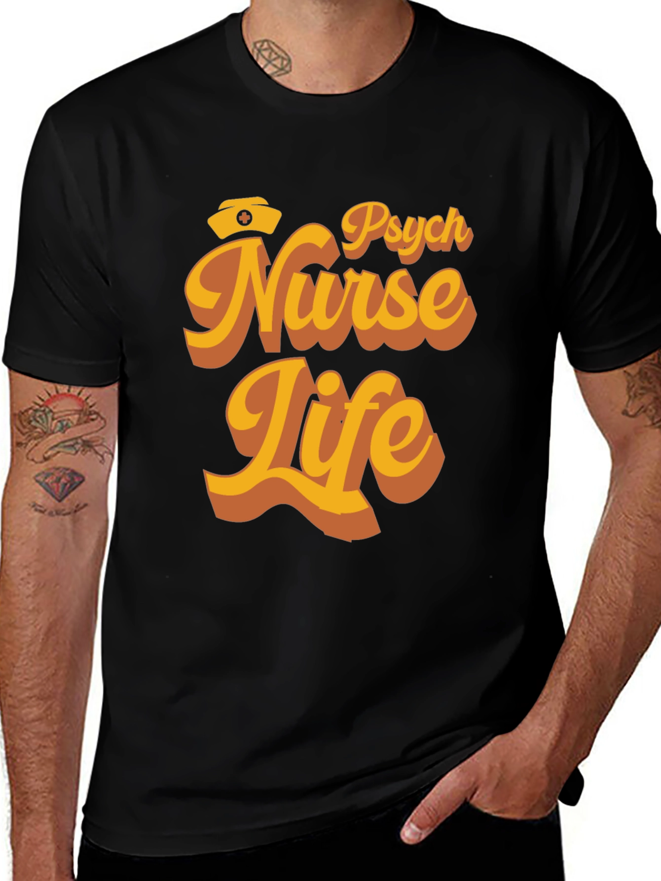 Black Psych Nurse Life T-Shirt - Retro Design main image