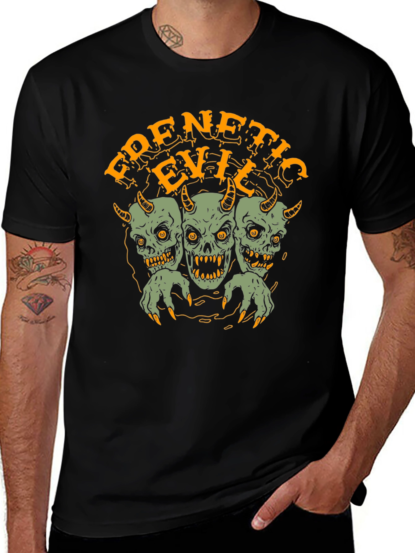 Variant 19 of Frenetic Evil Graphic Tee - Men's Black T-Shirt