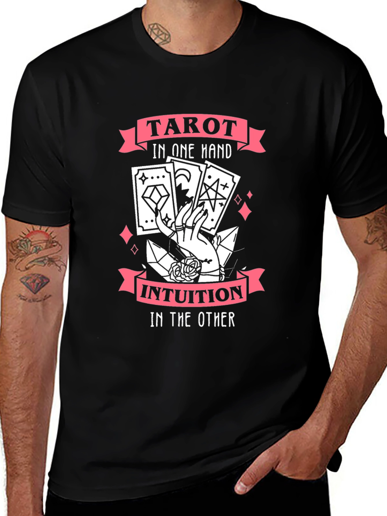 Tarot Intuition T-Shirt - Black Cotton Tee