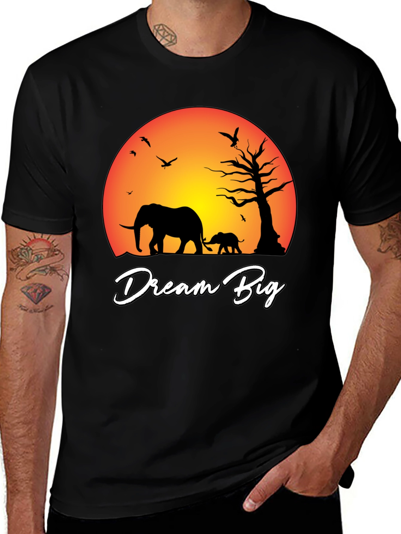 Variant 9 of Dream Big Elephant Graphic Tee - Black