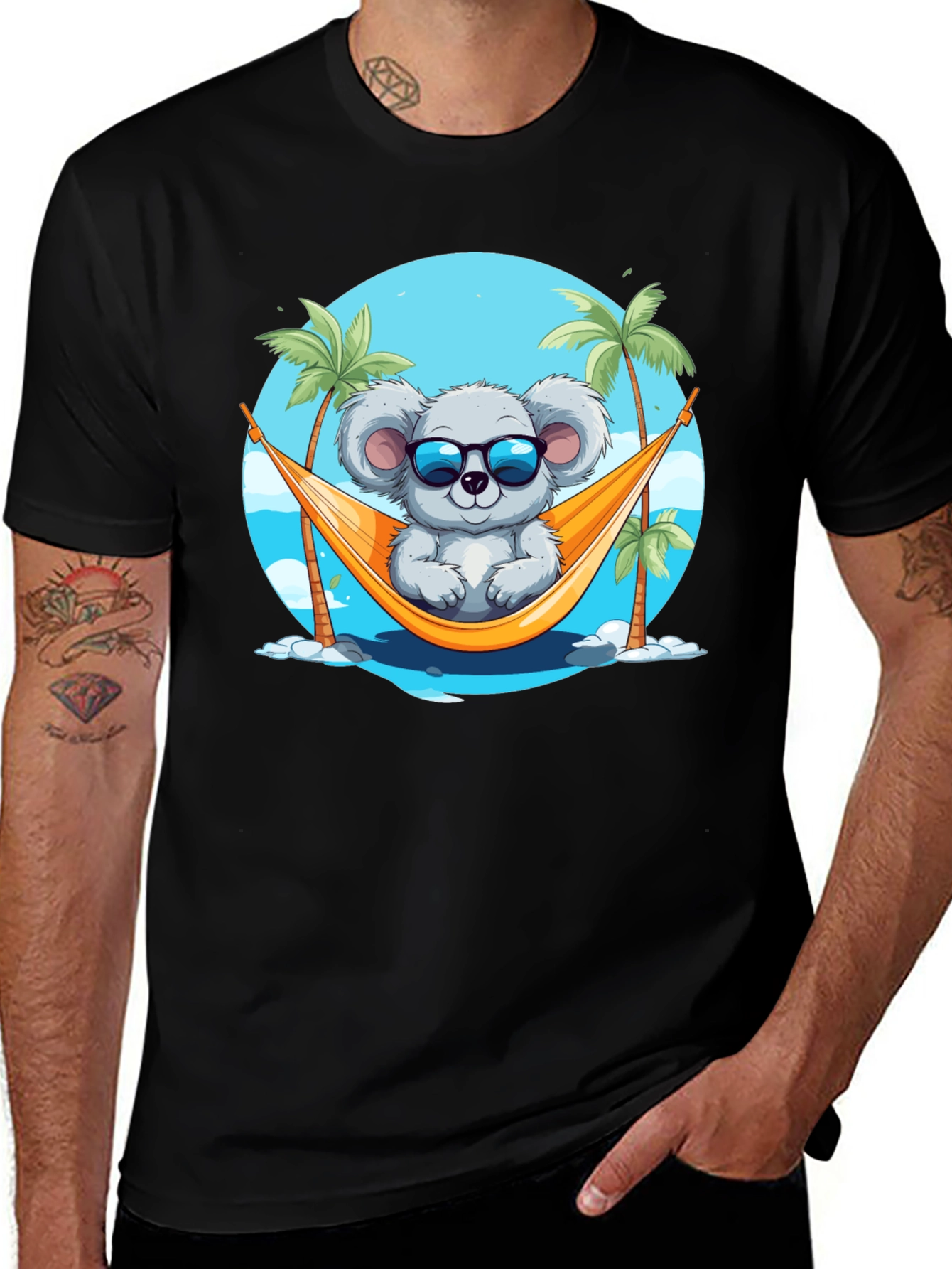 Black Koala Hammock Graphic Tee main image