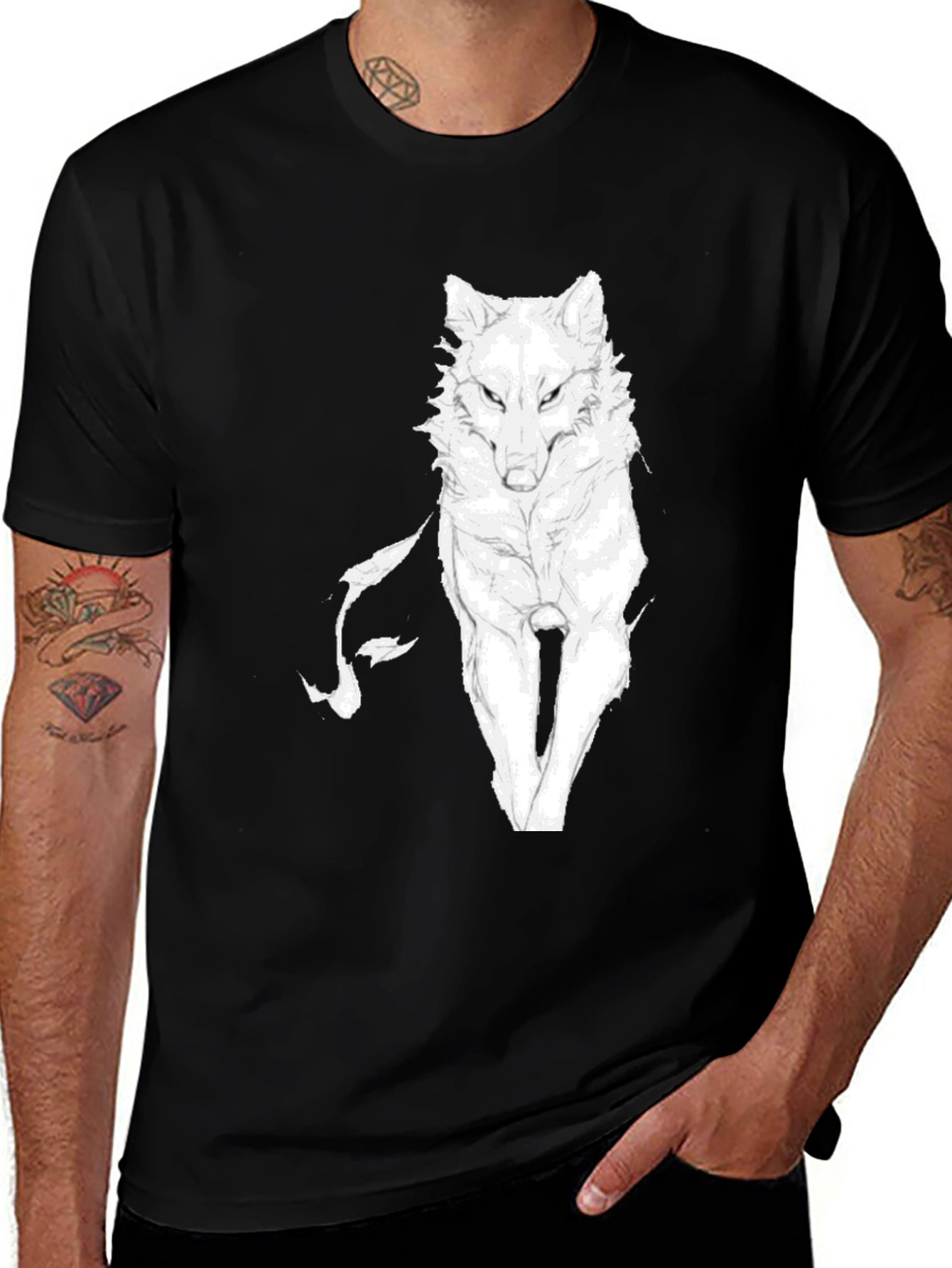 Variant 7 of Wolf Graphic Black T-Shirt