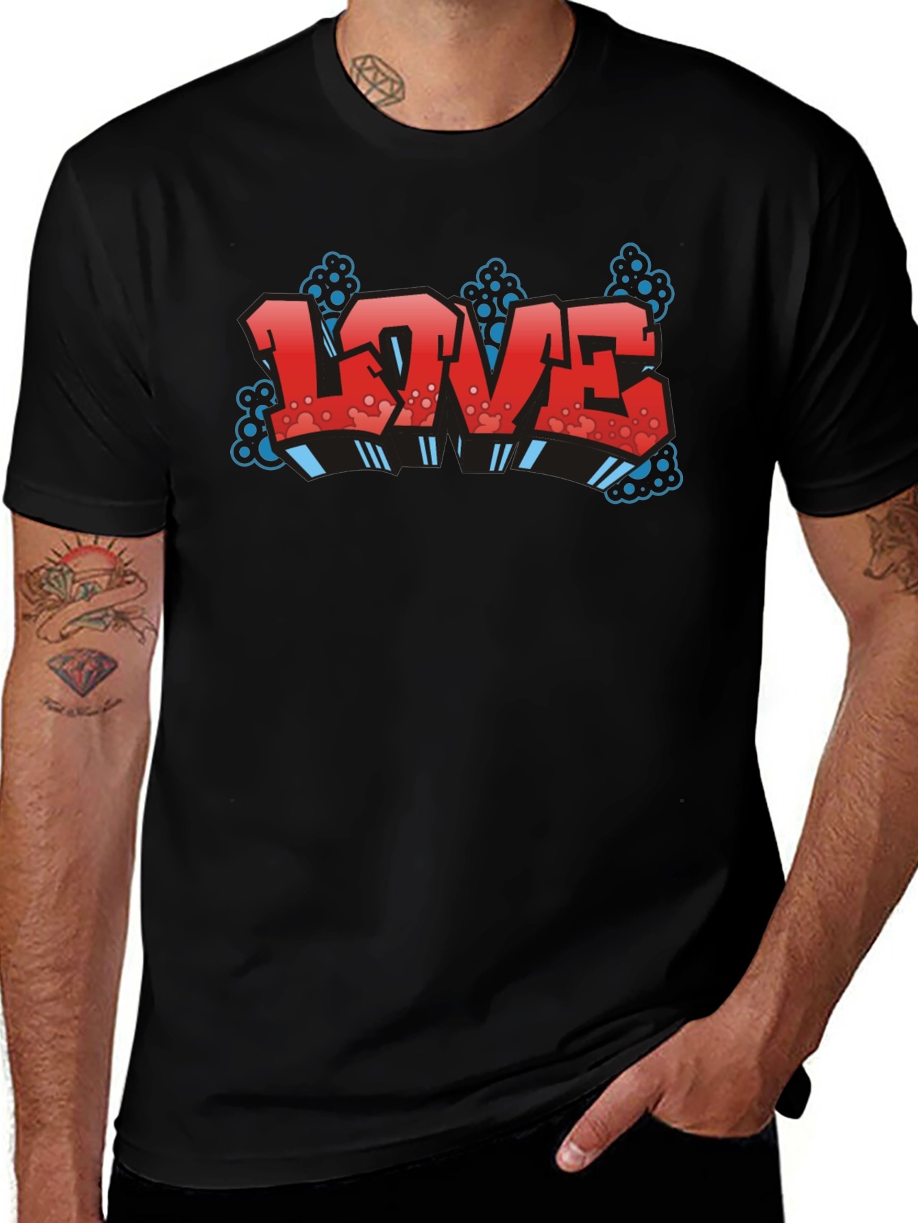Variant 19 of Graffiti "LOVE" Graphic Black T-Shirt
