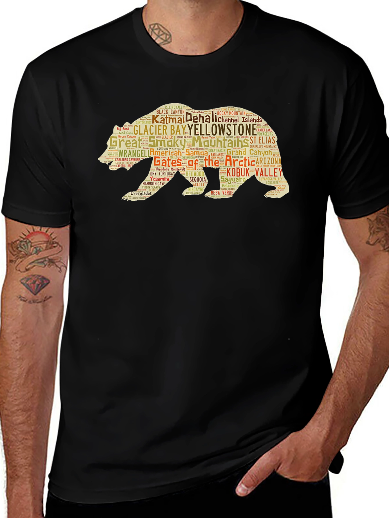 Variant 25 of National Parks Bear Word Art Graphic T-Shirt
