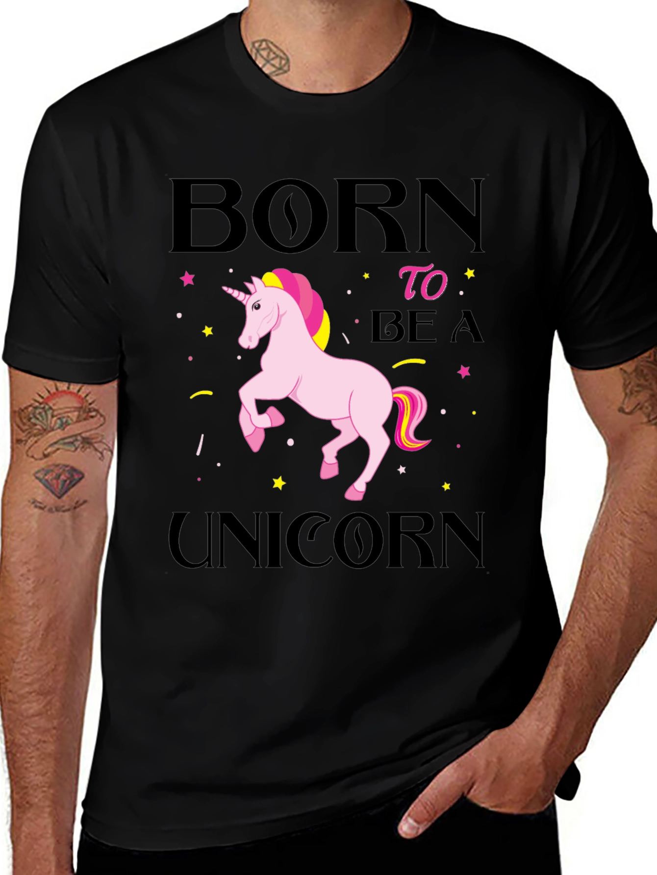 Variant 12 of Born to be a Unicorn Graphic Tee - Black