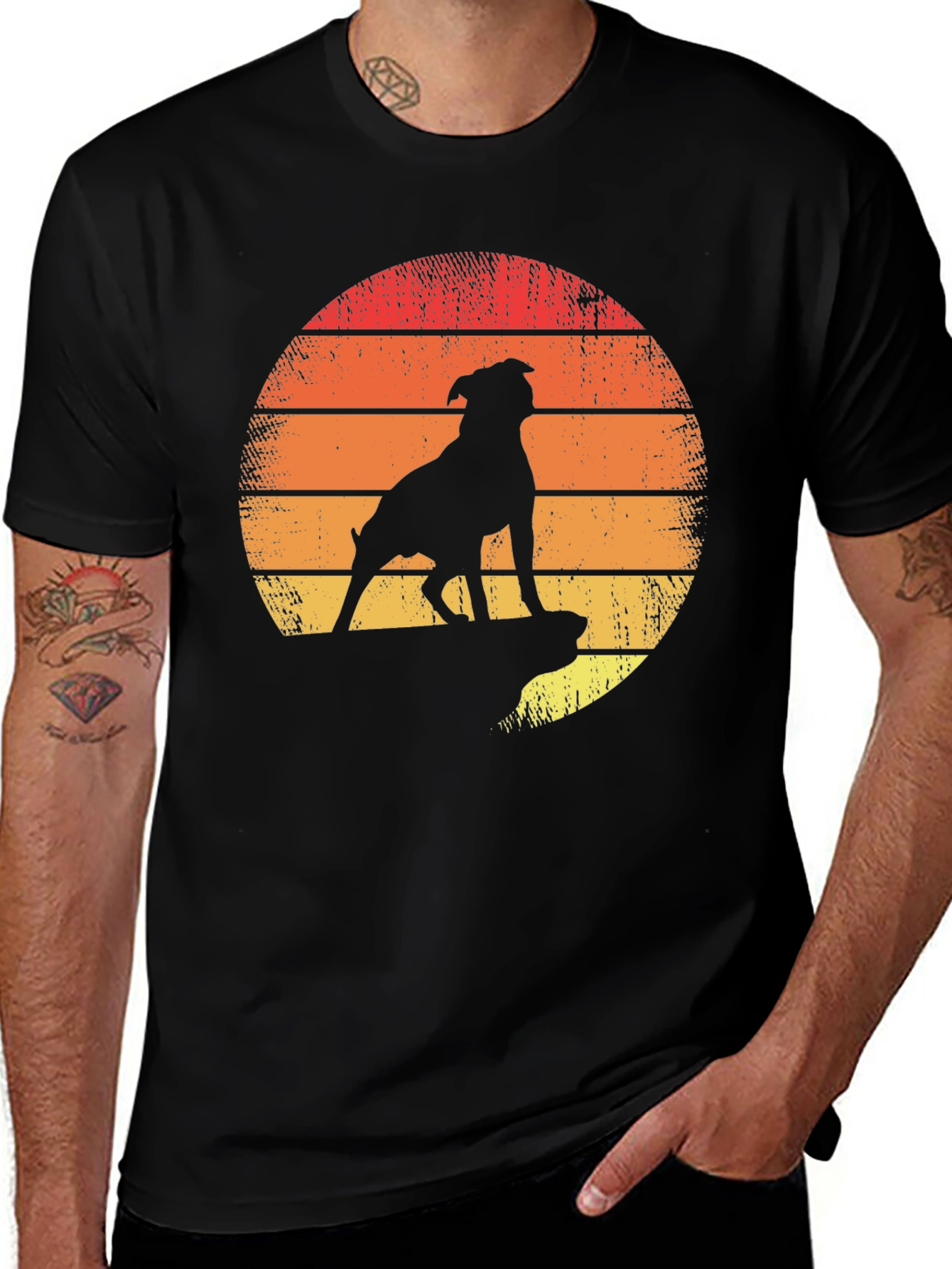Dog Silhouette Sunset Graphic Tee