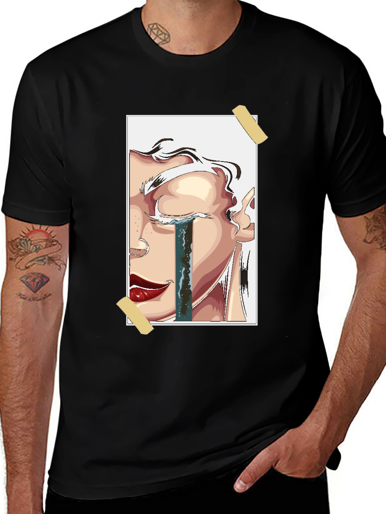 Variant 6 of Emotional Portrait Graphic Tee - Black