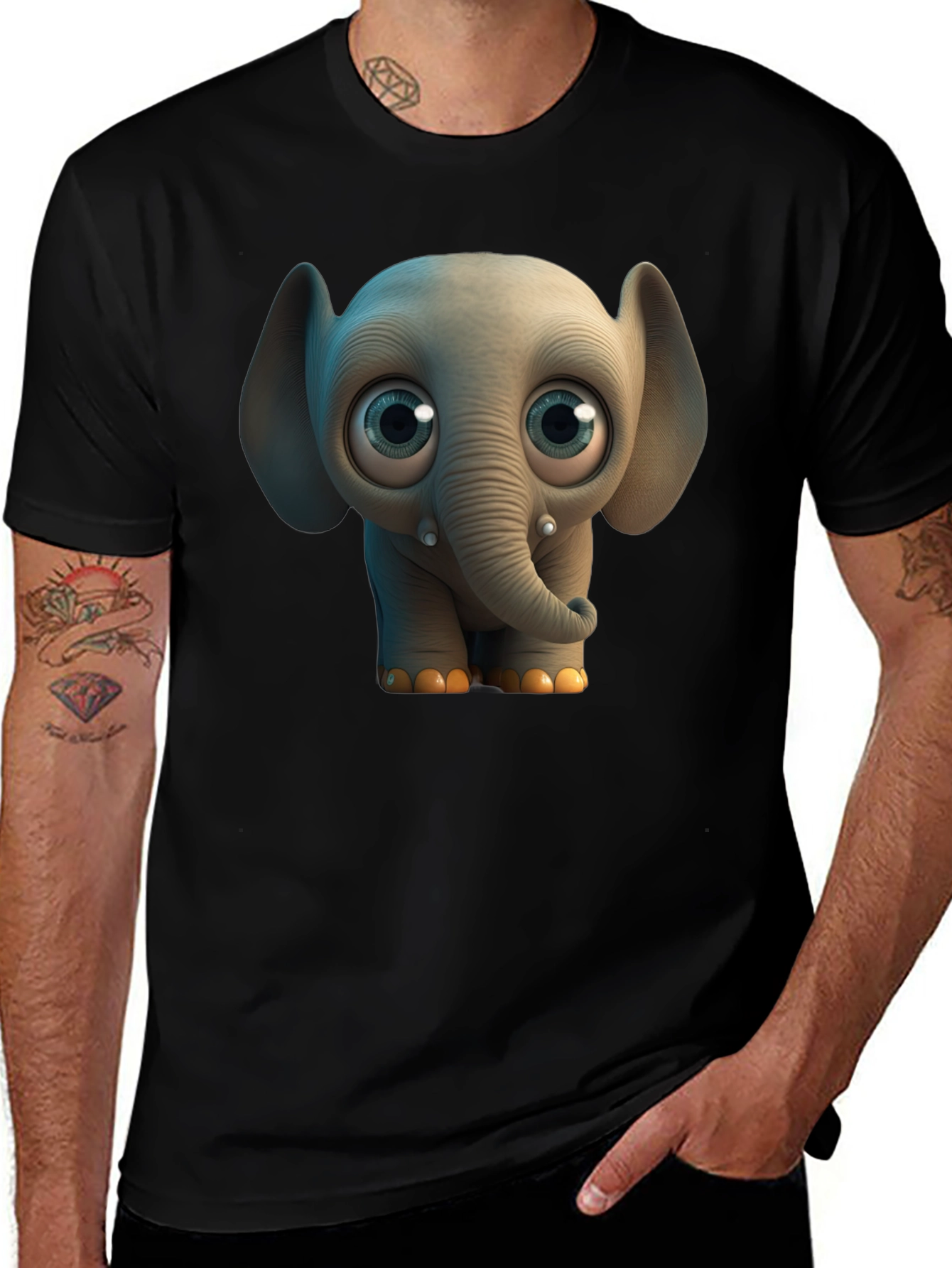 Variant 10 of Cute Cartoon Elephant Graphic T-Shirt