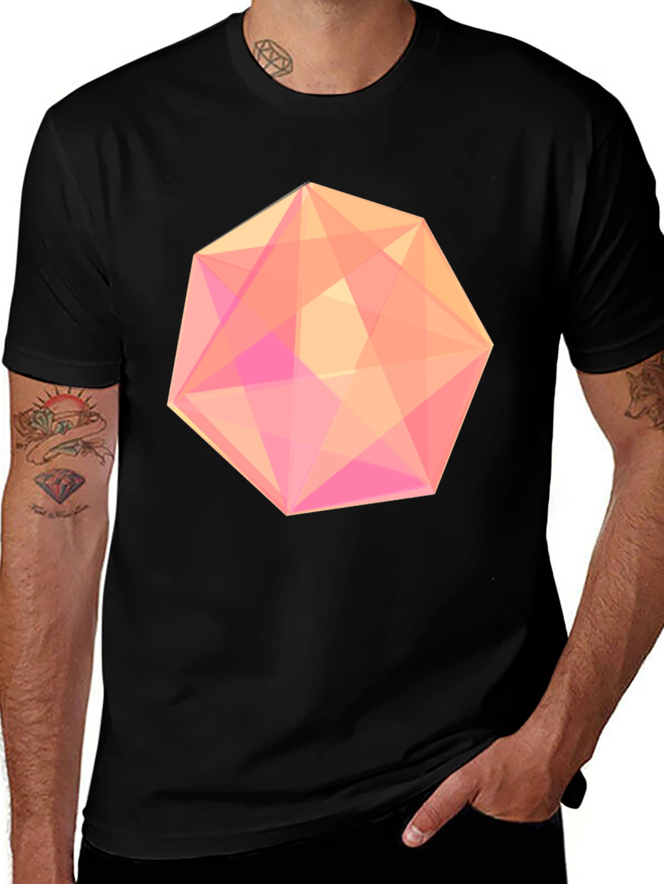 Variant 2 of Geometric Icosahedron Graphic Tee - Modern Minimalist