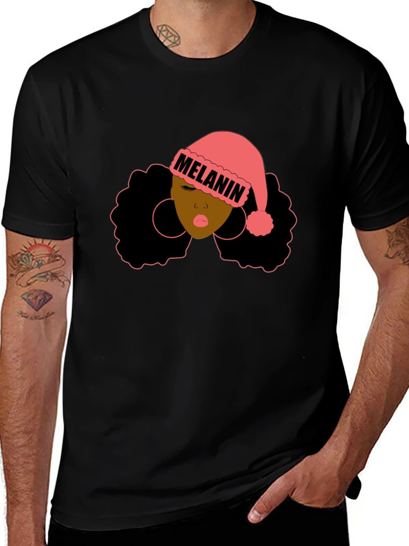 Variant 26 of Melanin Santa Hat Graphic Tee