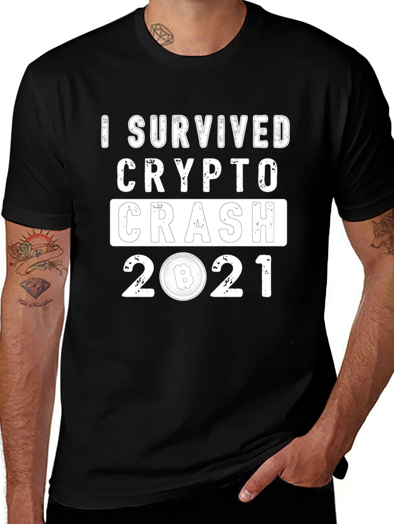 Variant 25 of I Survived Crypto Crash 2021 Bitcoin T-Shirt