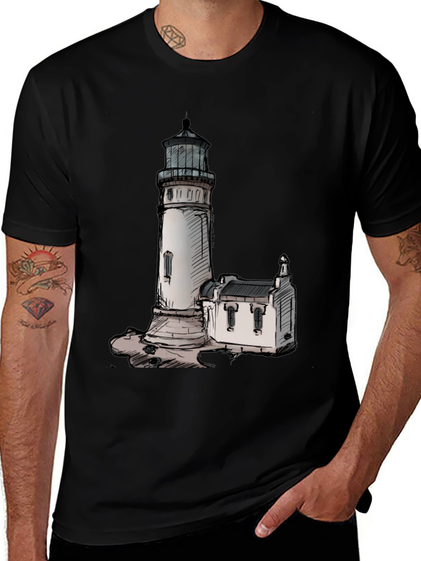 Variant 22 of Lighthouse Graphic Tee - Coastal Style