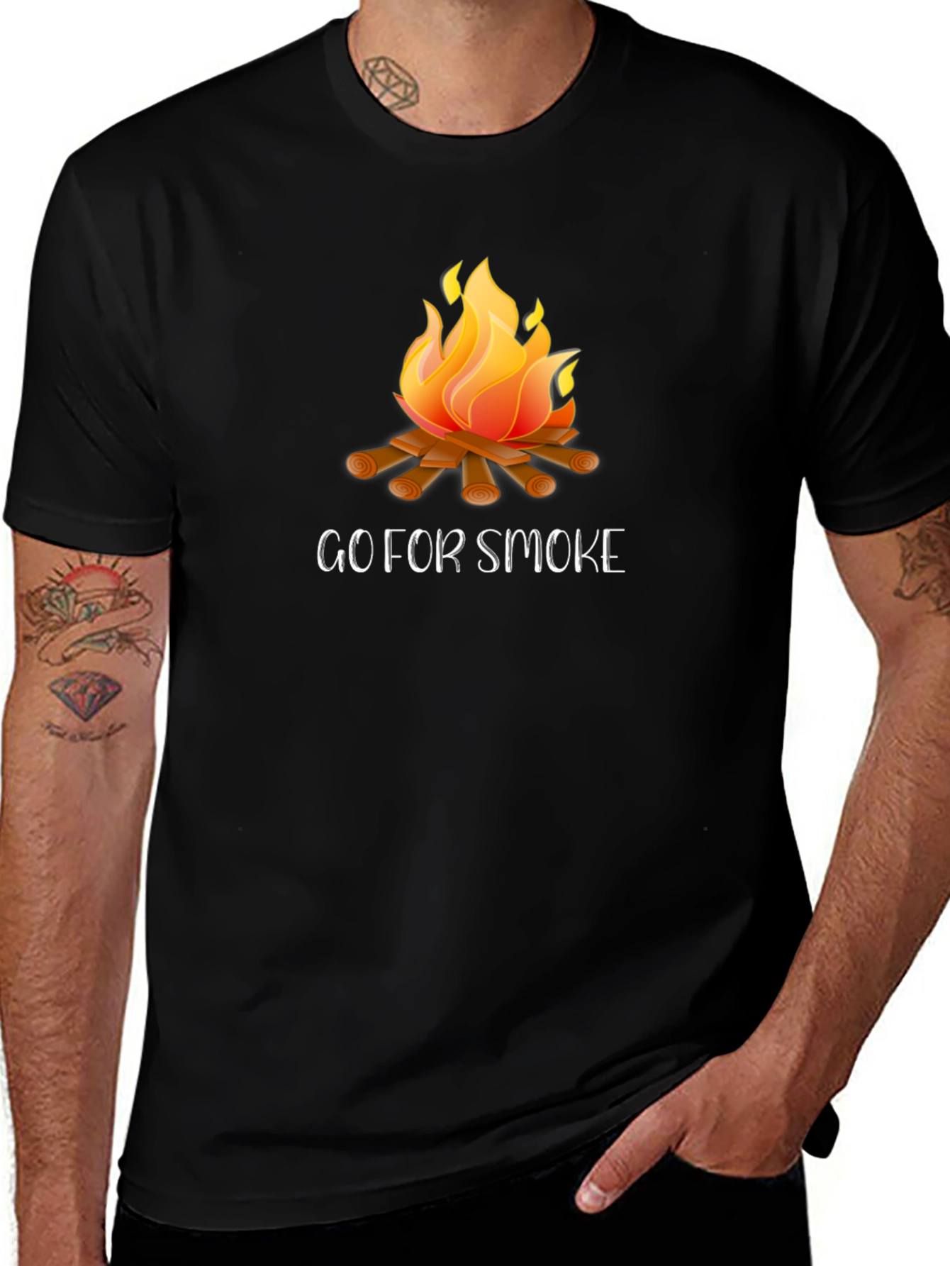 Variant 17 of Go For Smoke Campfire Graphic Tee - Black Cotton Casual T-Shirt