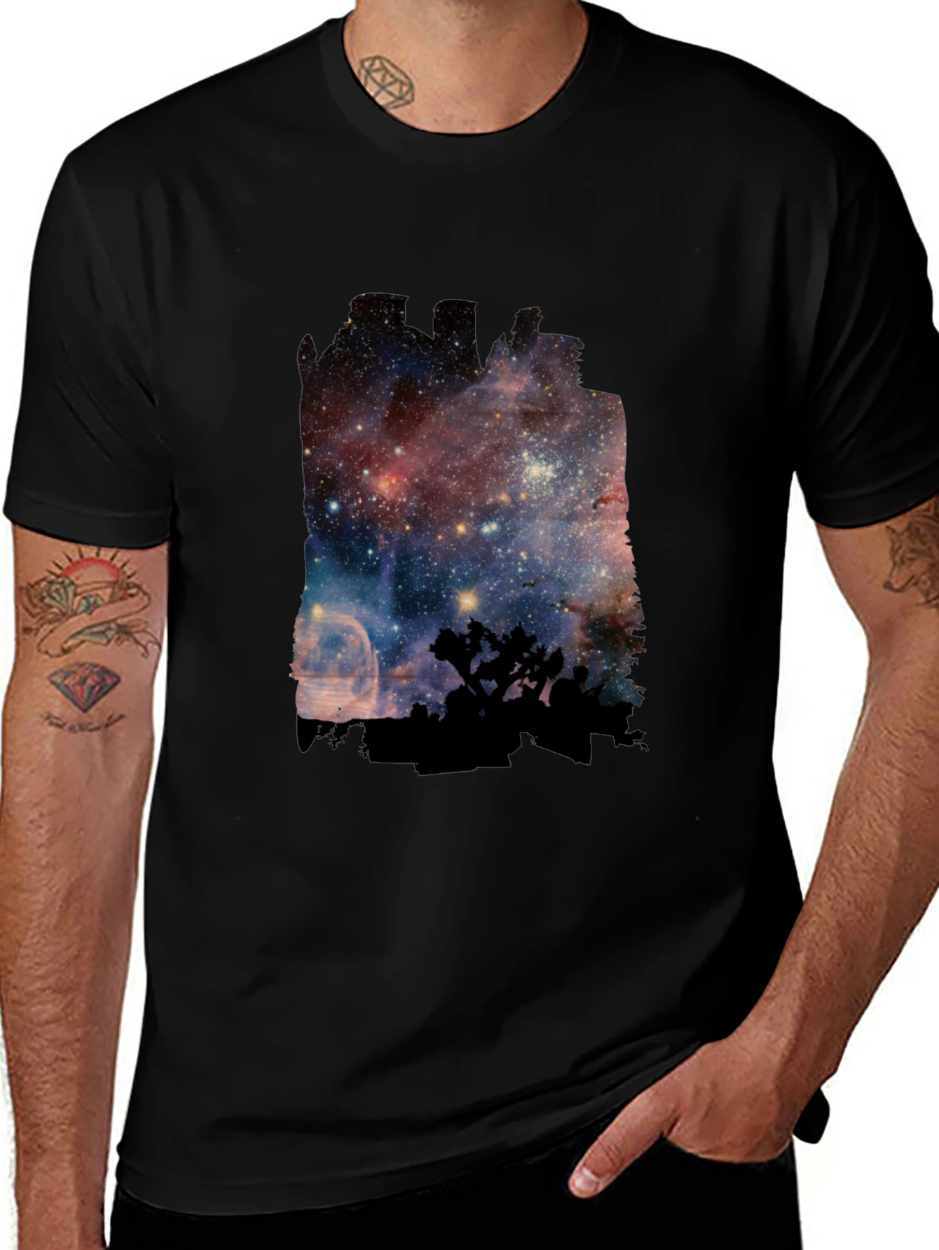 Black Nebula Silhouette T-Shirt - Cosmic Design main image
