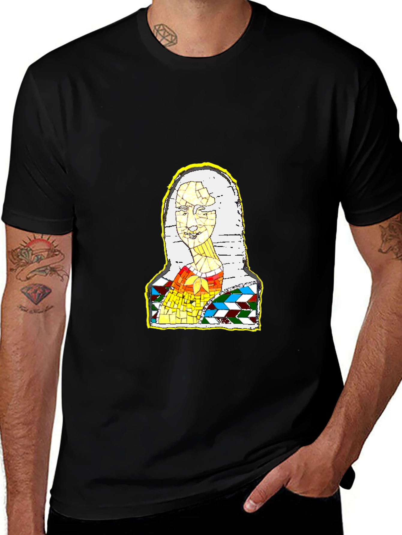 Mona Lisa Mosaic Graphic Tee - Artistic T-Shirt