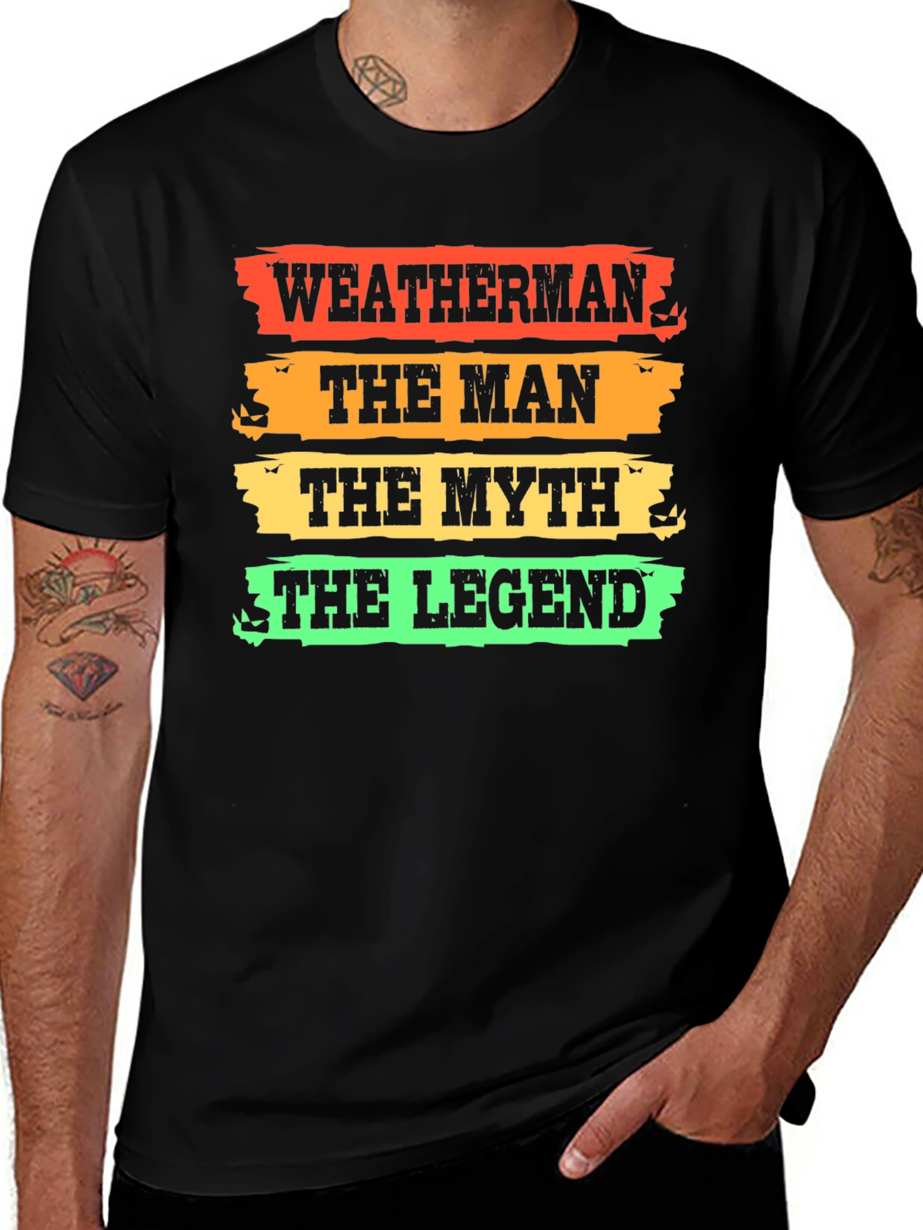 Weatherman Man Myth Legend Black Graphic T-Shirt