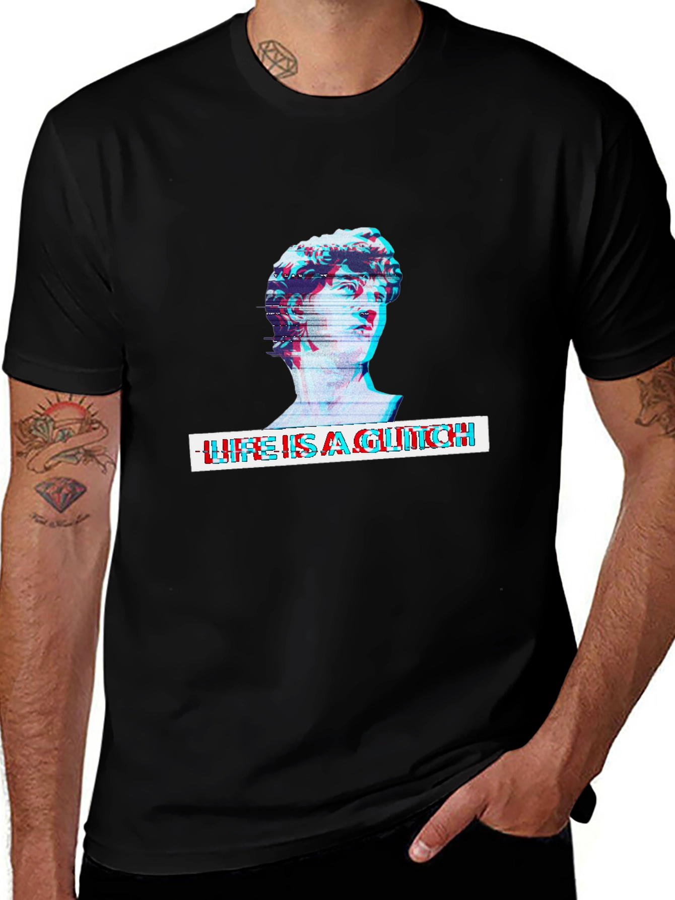 Variant 30 of Glitch Art David T-Shirt - Life is a Glitch Aesthetic Tee
