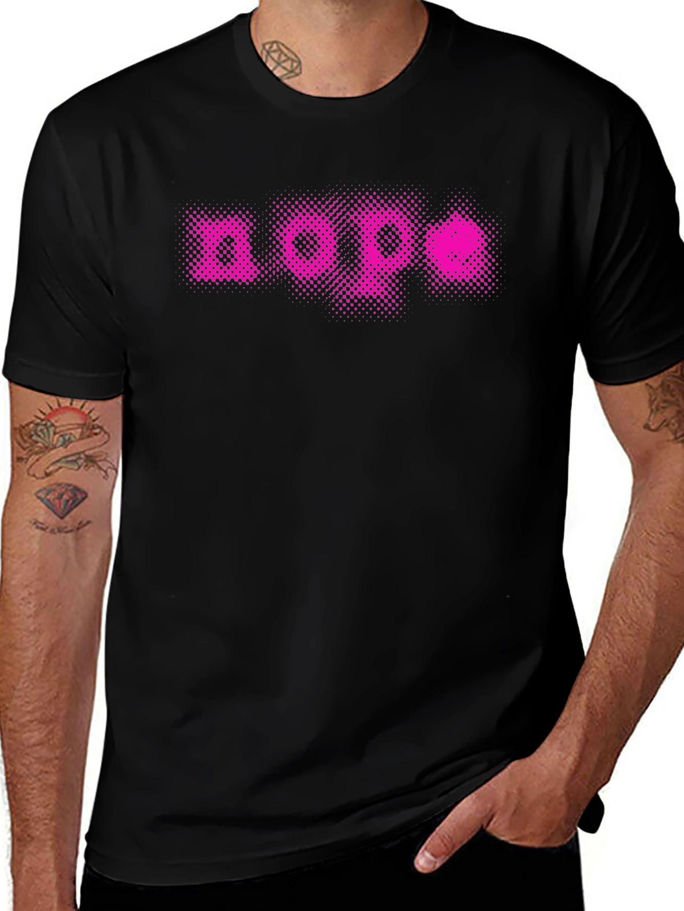 Variant 20 of Nope T-Shirt - Black Crew Neck with Pink Graphic Print