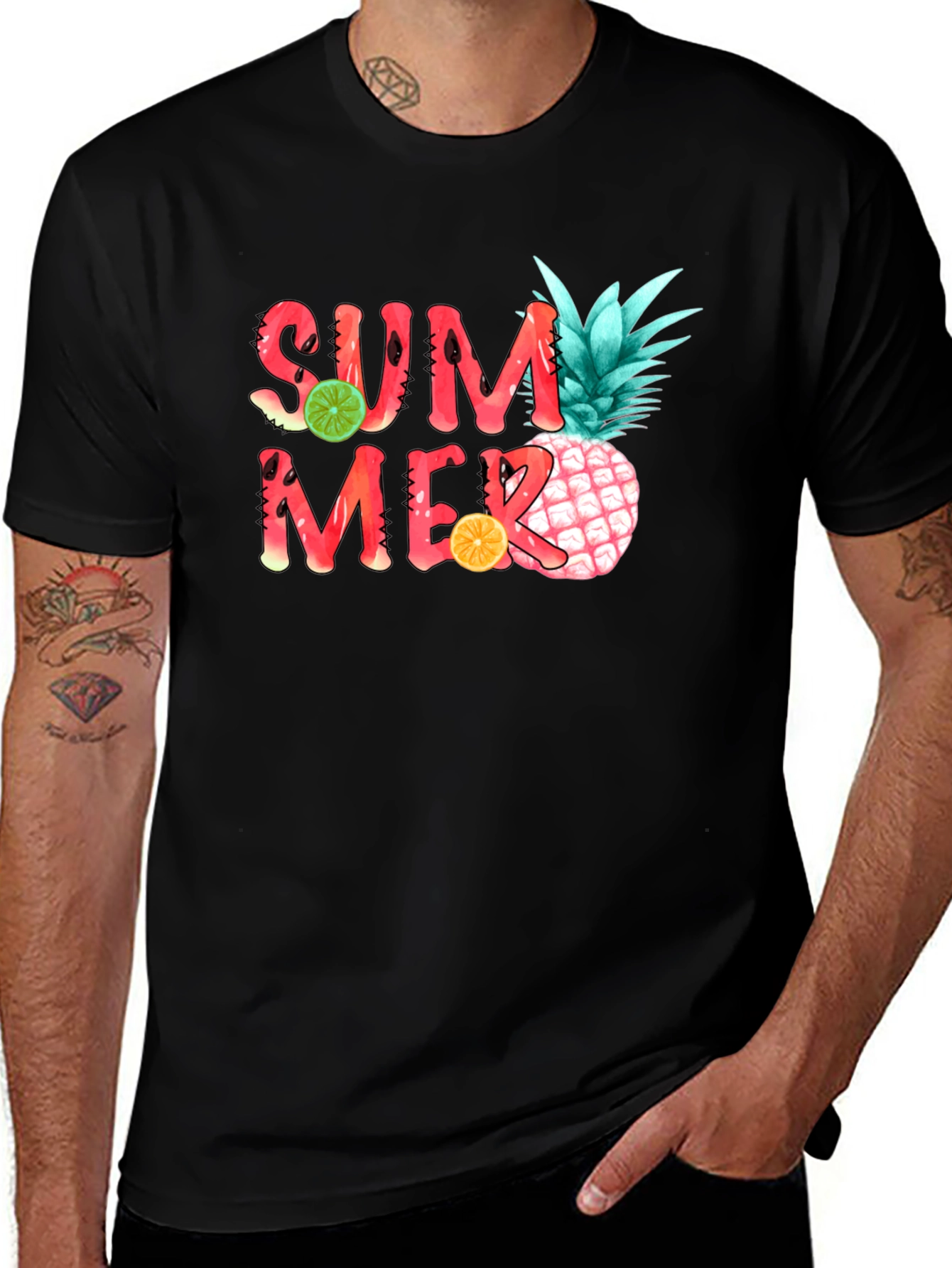 Variant 8 of Summer Fruit T-Shirt - Tropical Pineapple Design