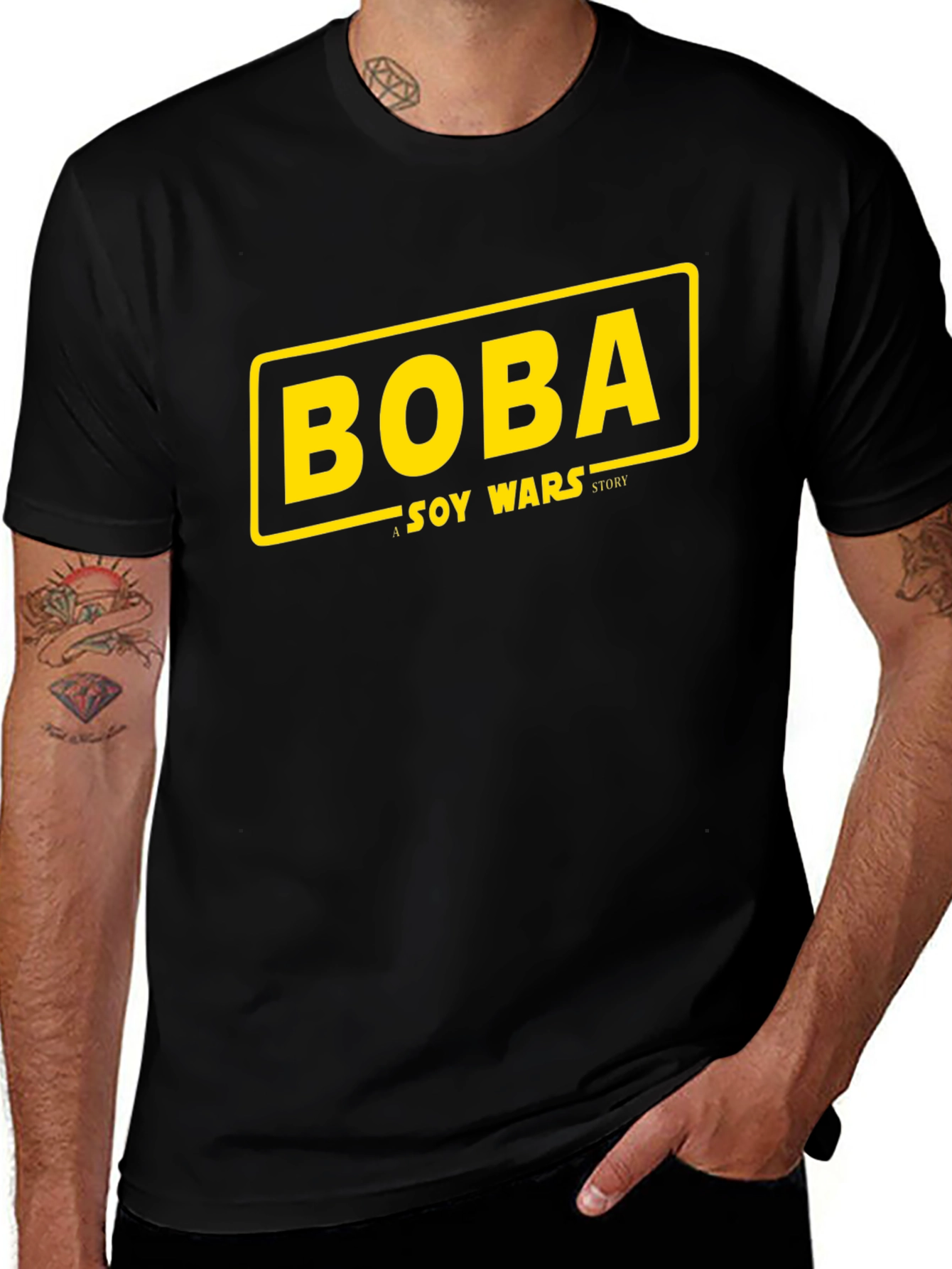 Variant 11 of BOBA Soy Wars Story Graphic Tee - Black Cotton Blend