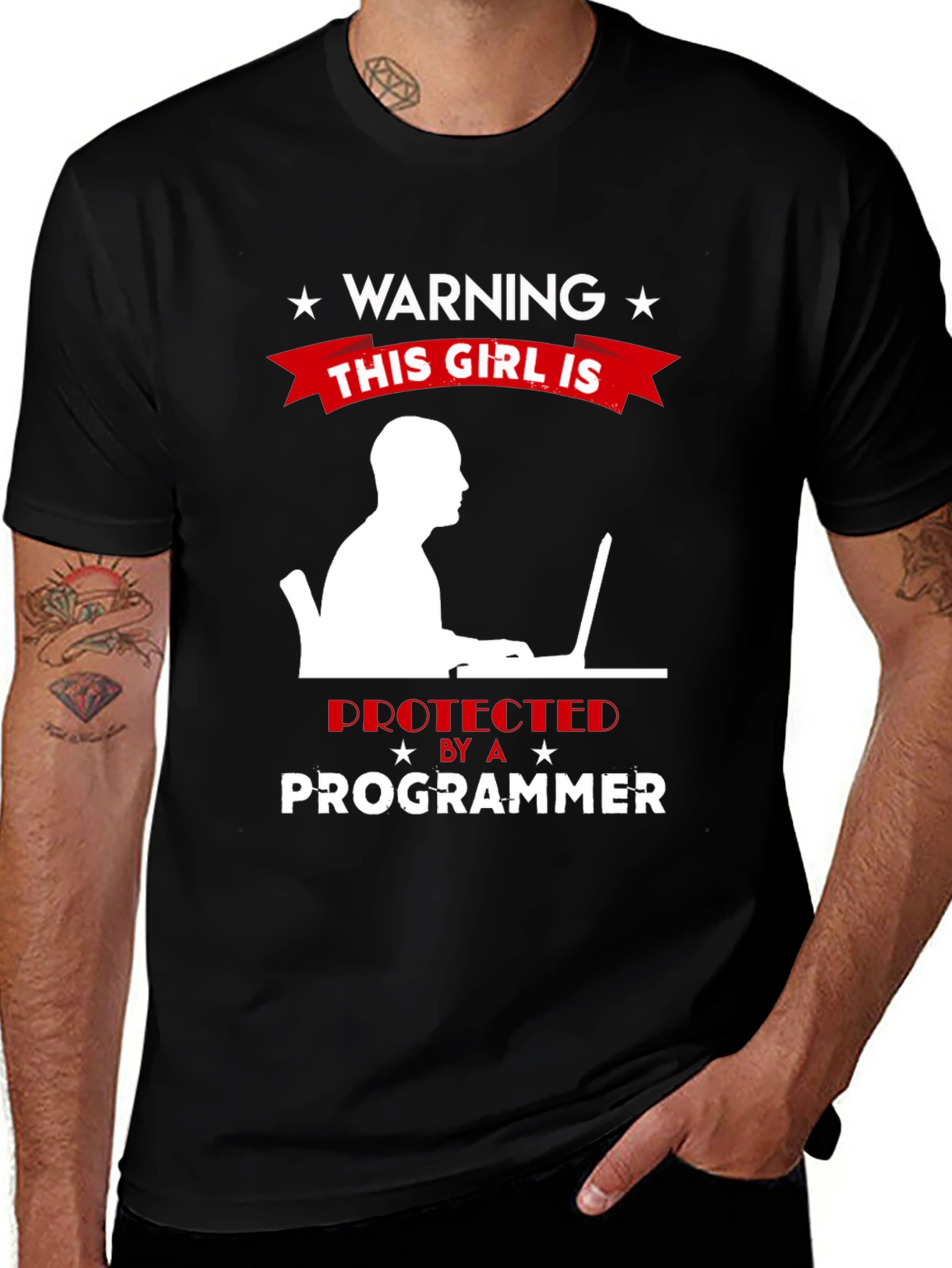 Variant 23 of Warning: This Girl is Protected by a Programmer T-Shirt