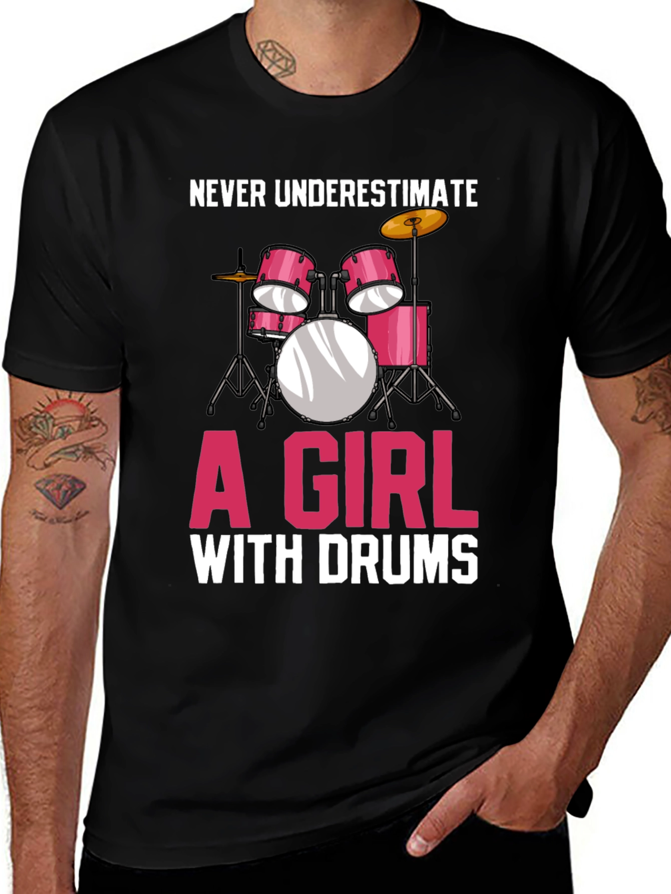 Variant 21 of Girl with Drums T-Shirt - Musician Tee