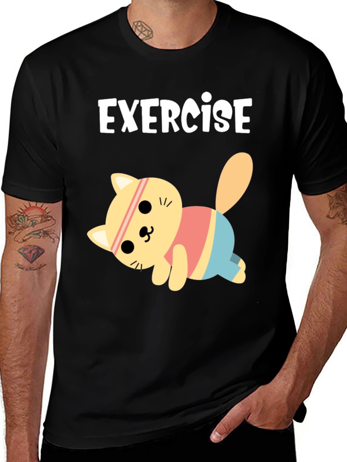 Variant 23 of Exercise Cat T-Shirt - Black