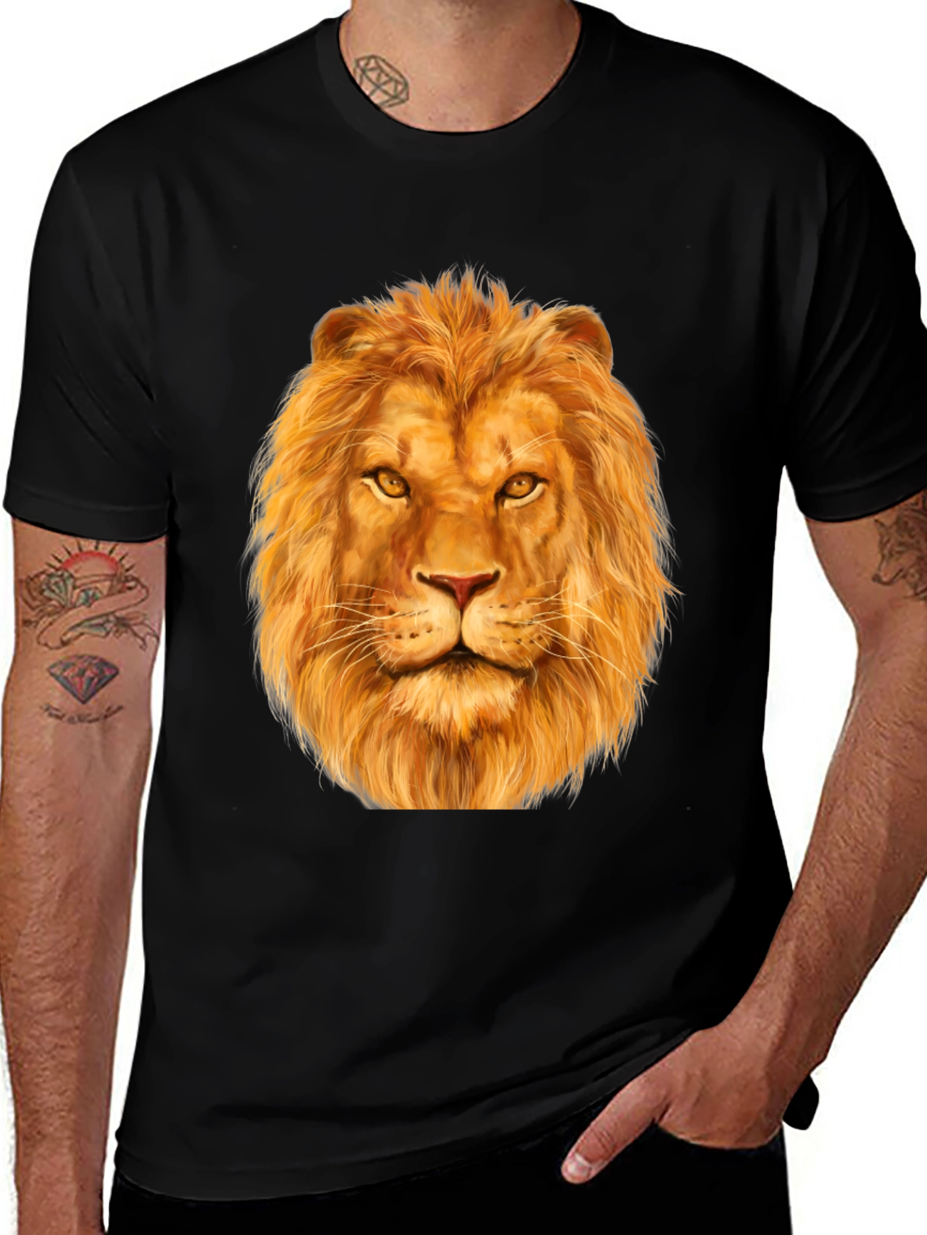 Variant 8 of Lion Graphic Print Black T-Shirt