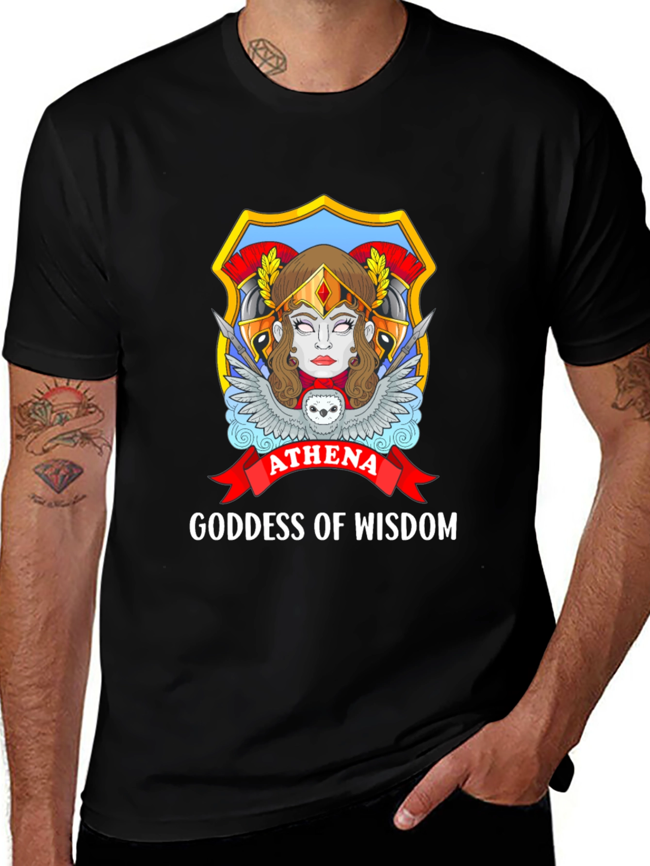 Athena Goddess of Wisdom Black T-Shirt