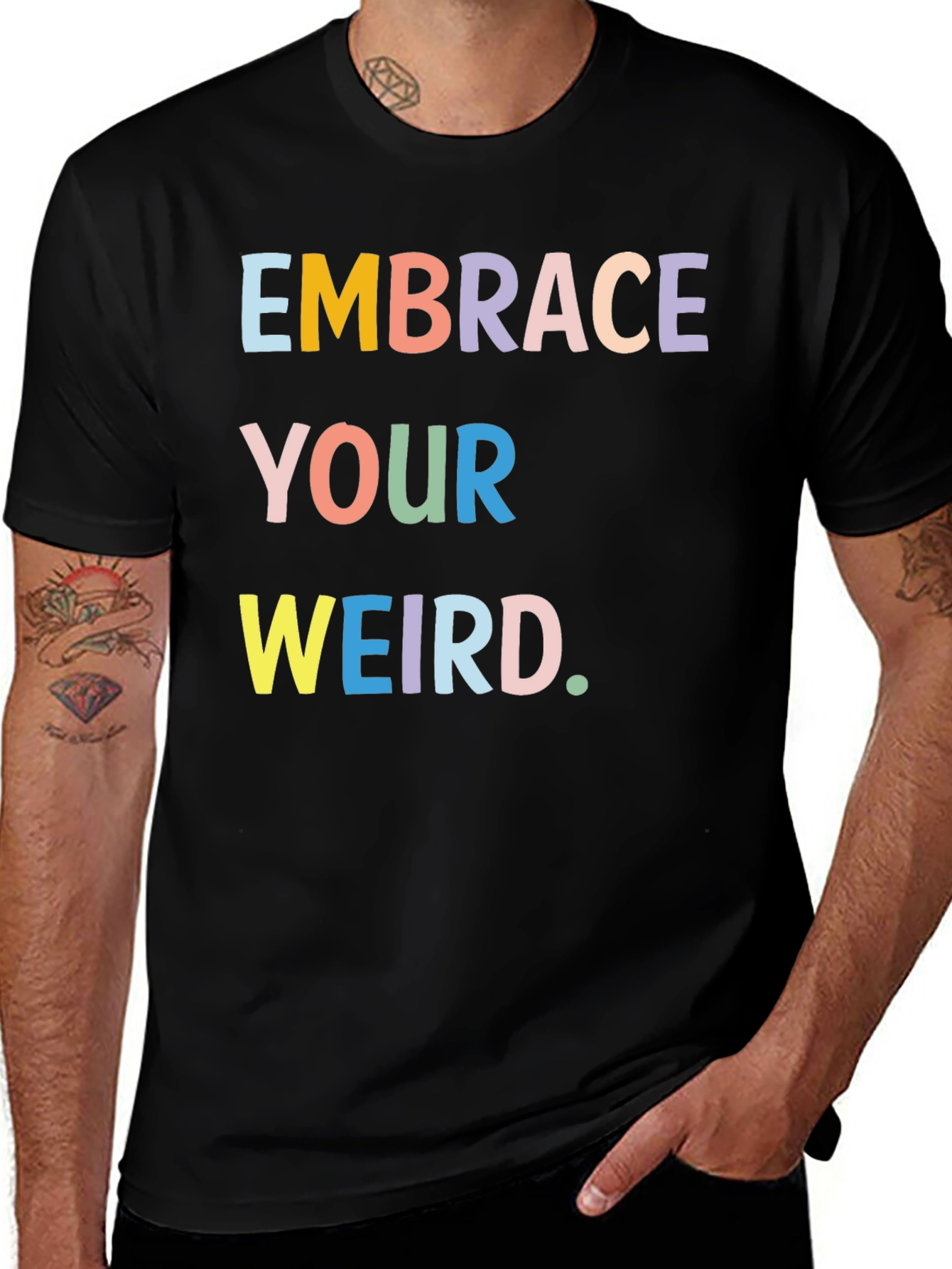 Variant 17 of Embrace Your Weird Graphic Tee - Black Cotton T-Shirt