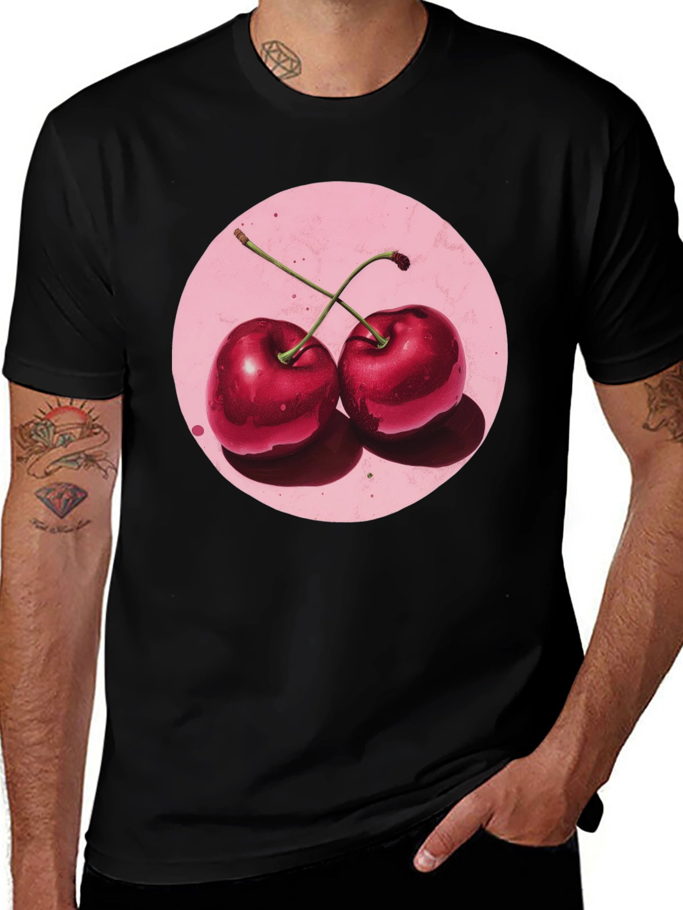 Cherry Graphic Black T-Shirt