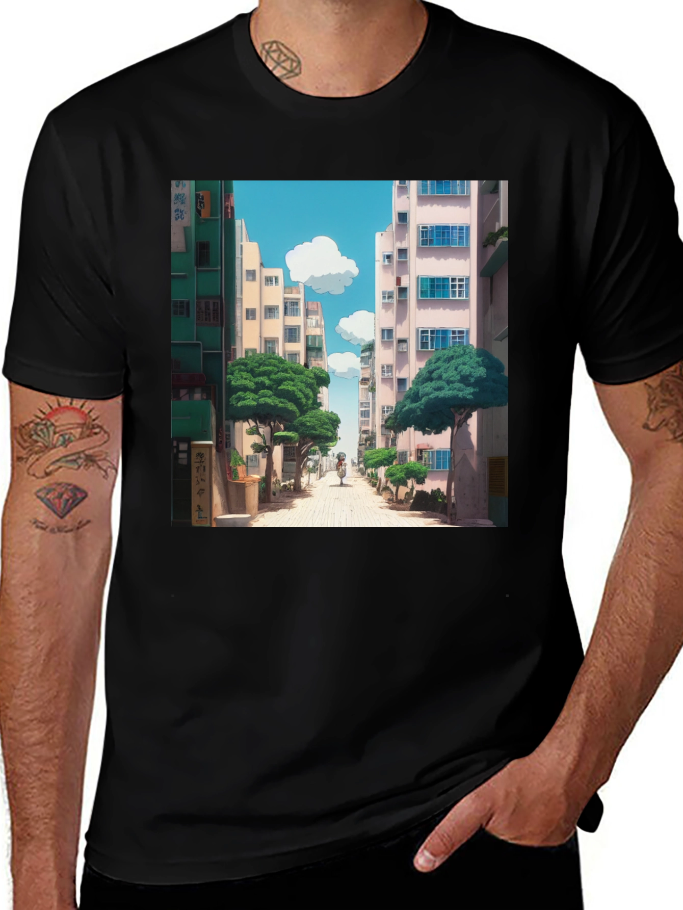Variant 18 of Anime Cityscape Graphic Tee - Urban Style