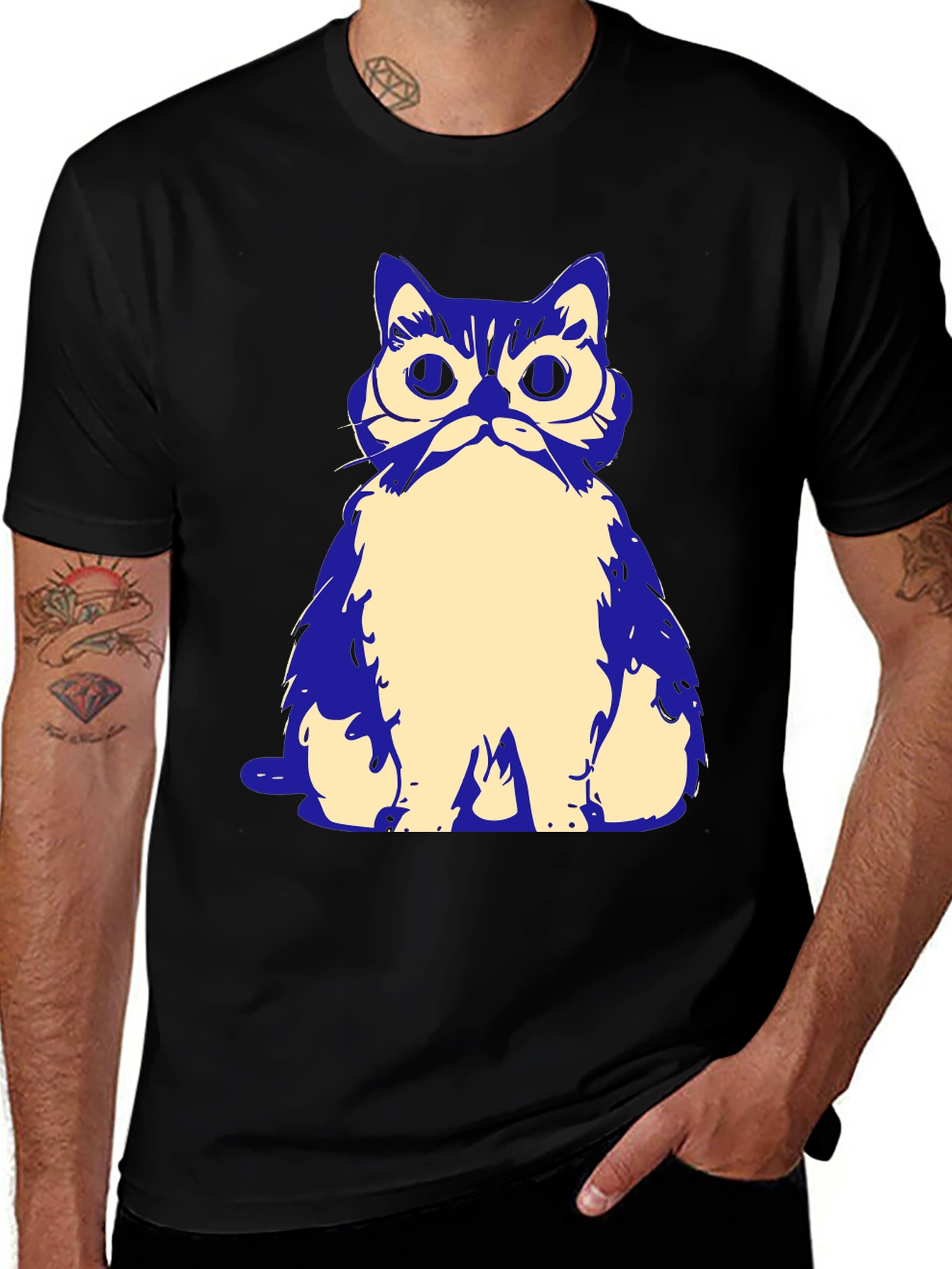 Variant 25 of Cute Cat Graphic Black T-Shirt