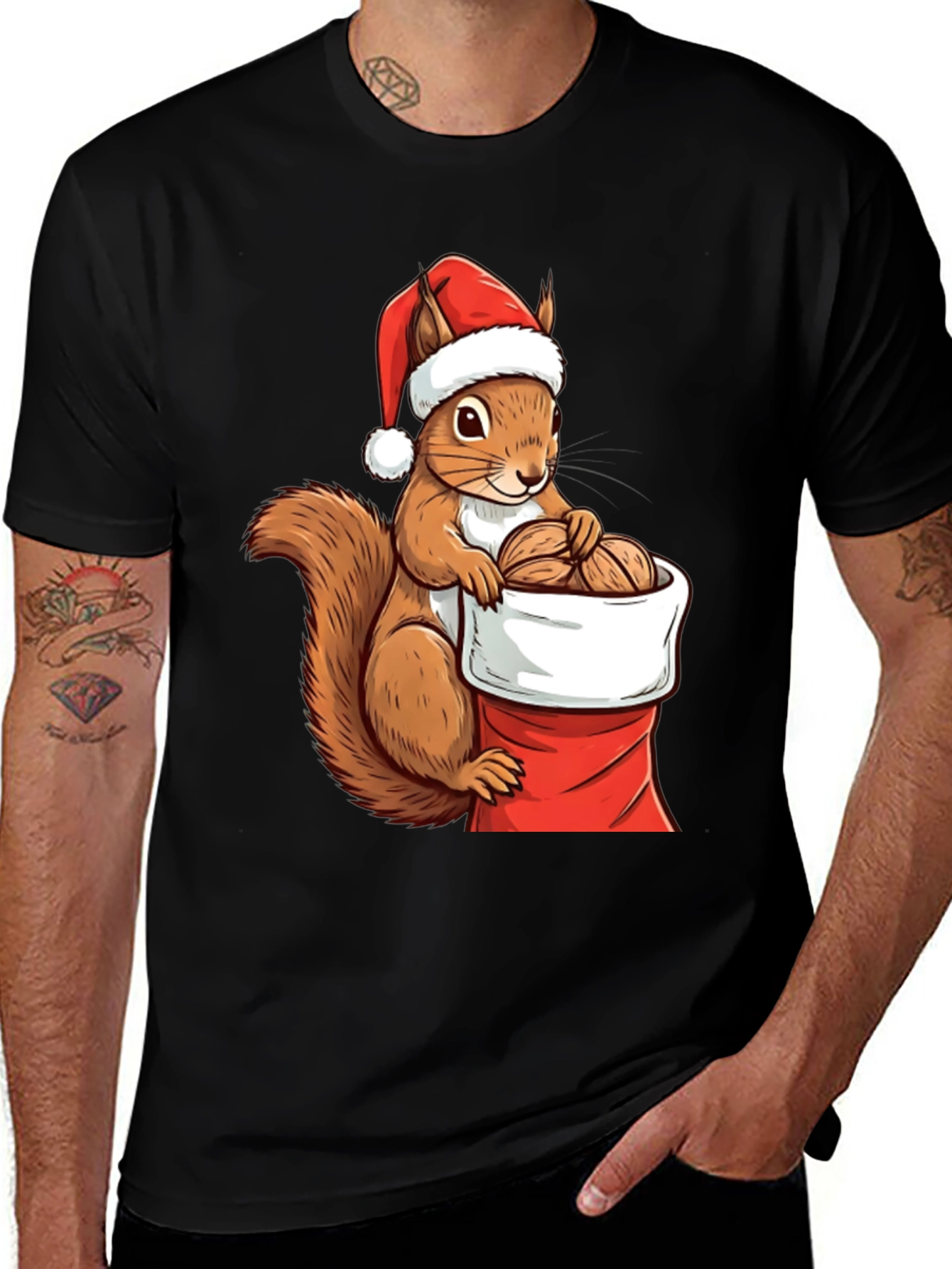 Variant 25 of Festive Squirrel Santa Hat T-Shirt