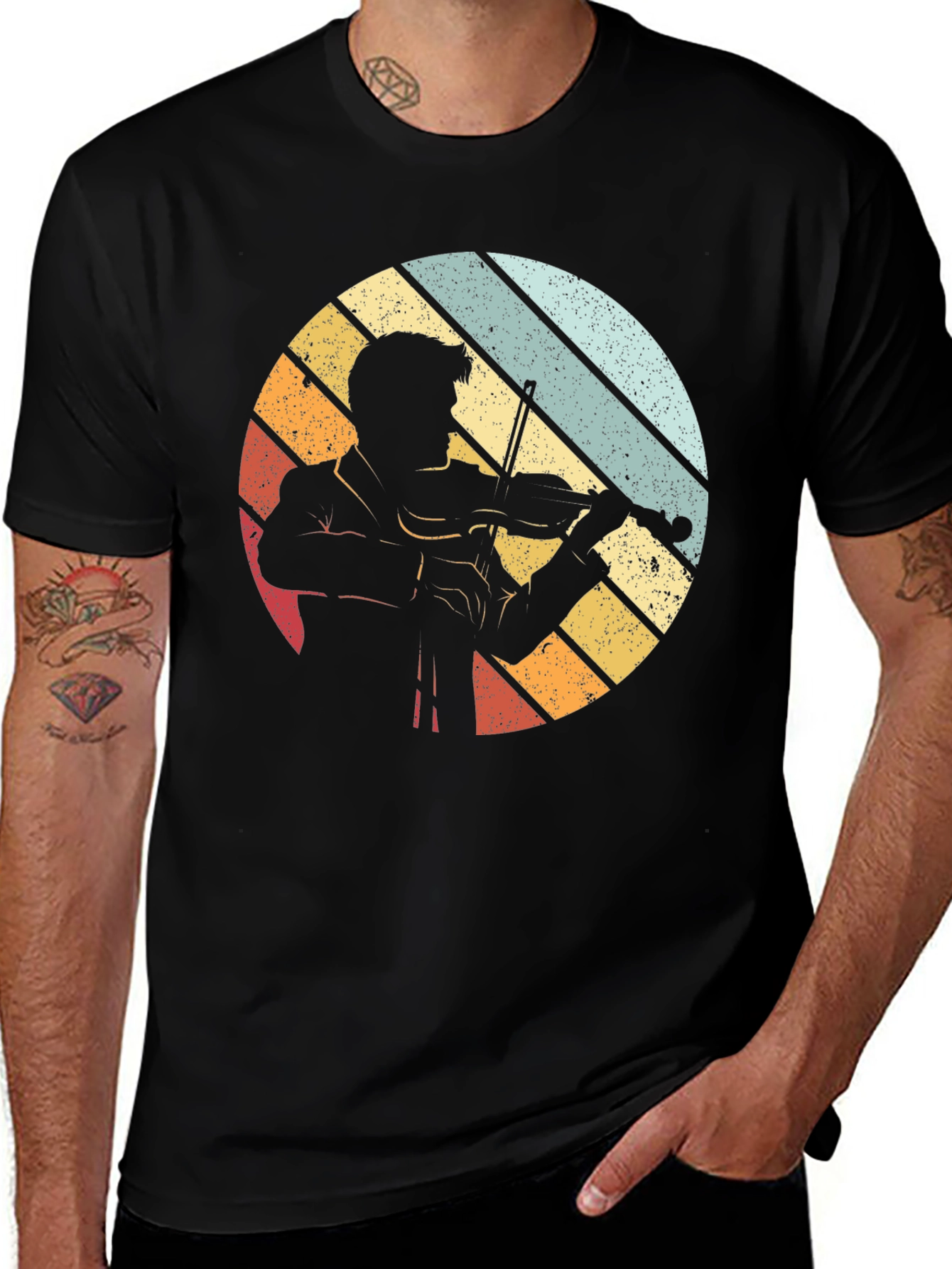 Variant 27 of Retro Violinist T-Shirt - Musical Silhouette Tee
