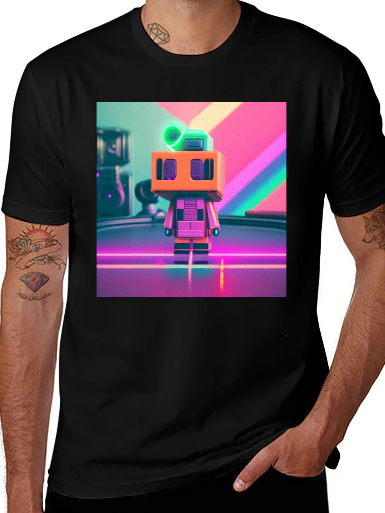 Variant 3 of Neon Robot Graphic Tee