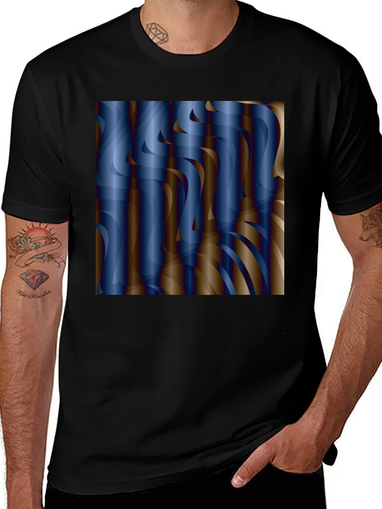 Variant 18 of Abstract Swirls Graphic Tee - Black Cotton Blend