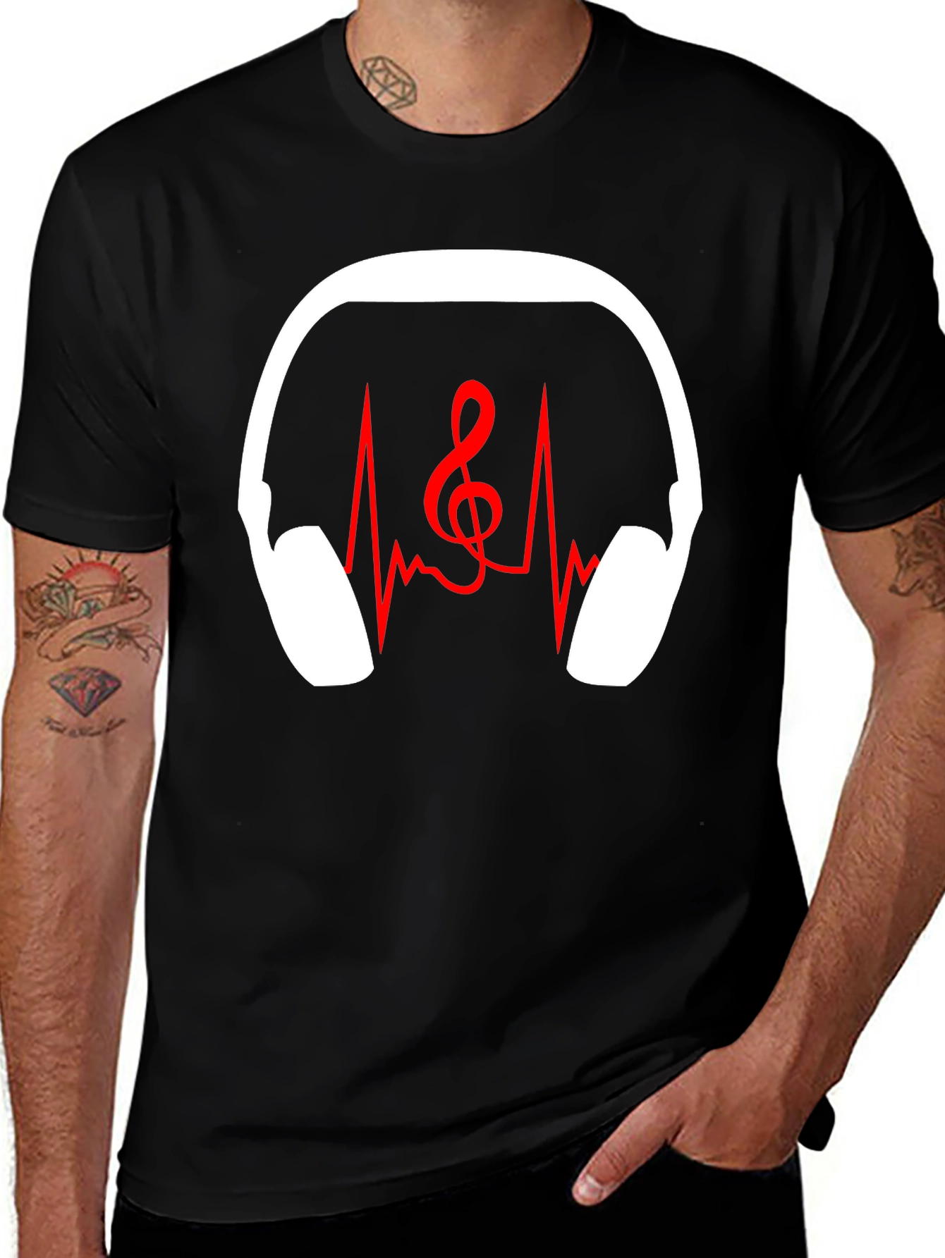 Variant 6 of Music Lover T-Shirt - Headphones Heartbeat Treble Clef
