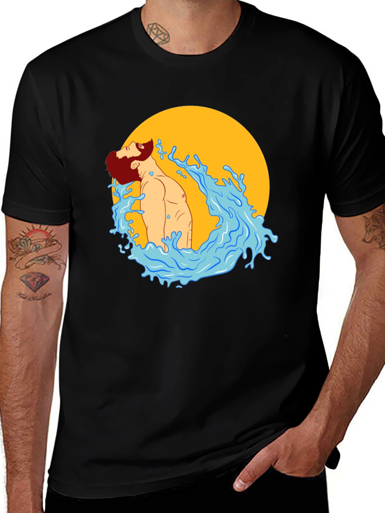 Variant 8 of Illustrated Man in Water Graphic T-Shirt