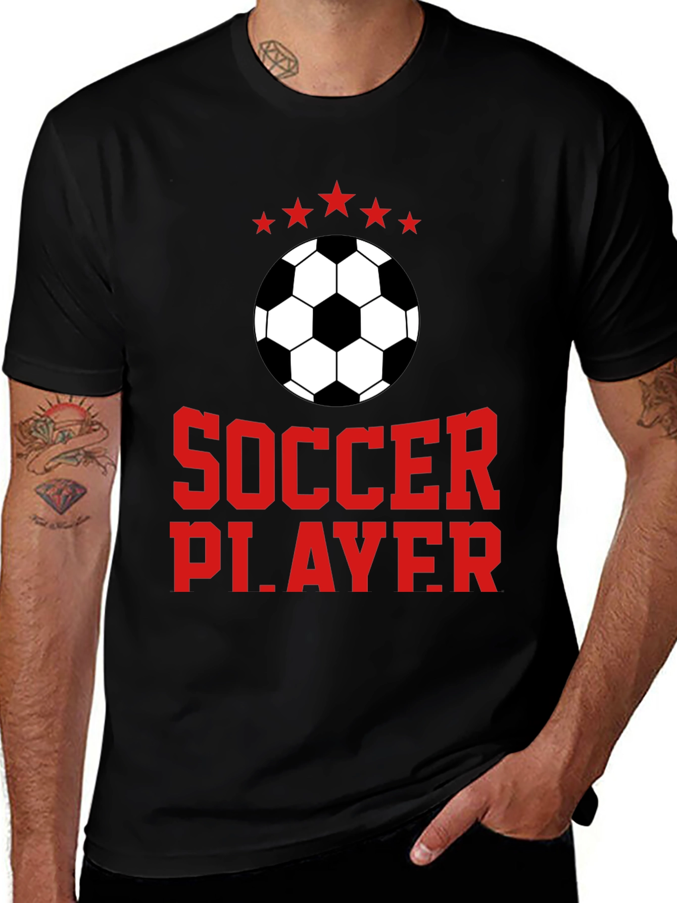 Variant 27 of Soccer Player Graphic Tee - Black Cotton