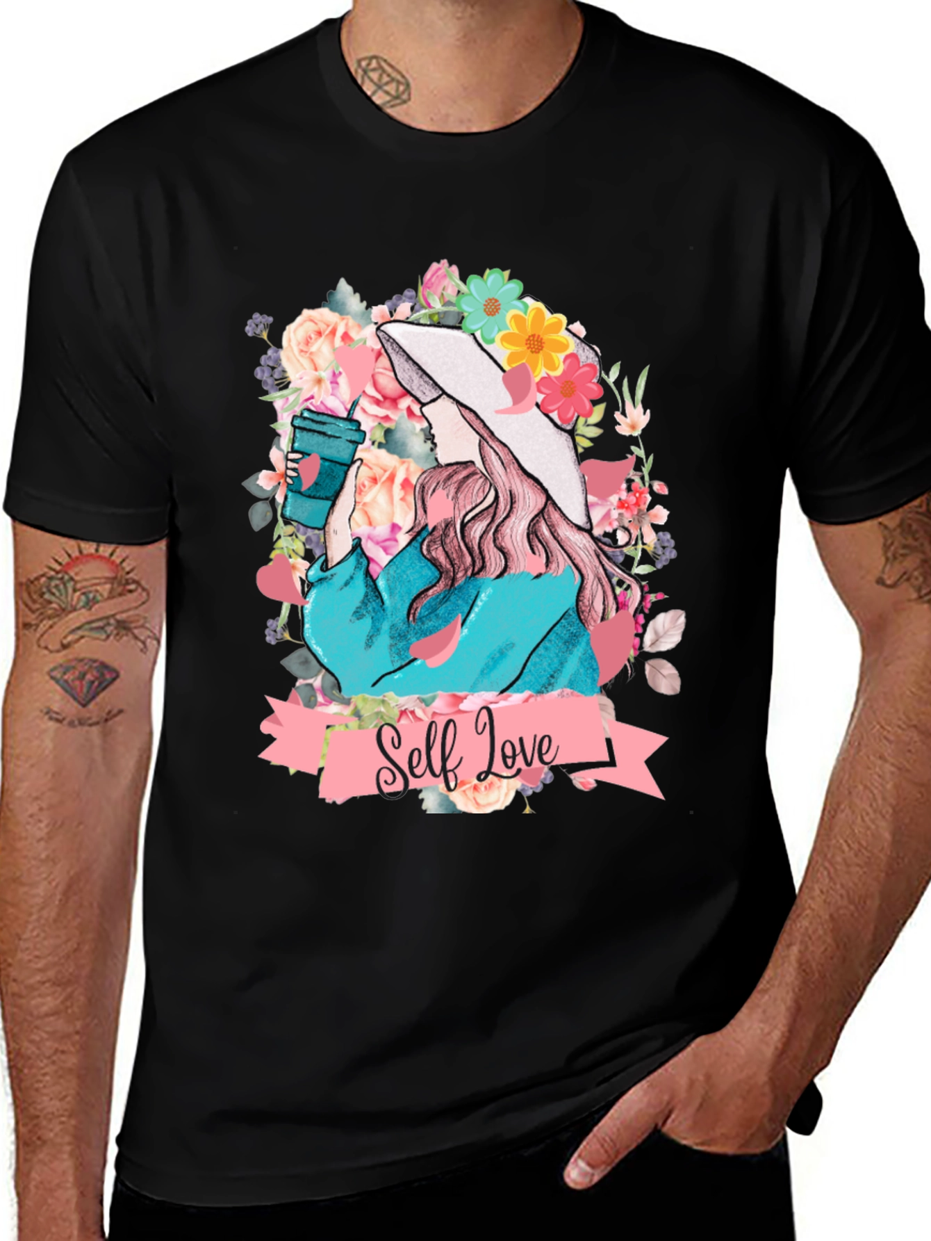 Variant 15 of Self Love Floral Graphic Tee - Stylish Comfort