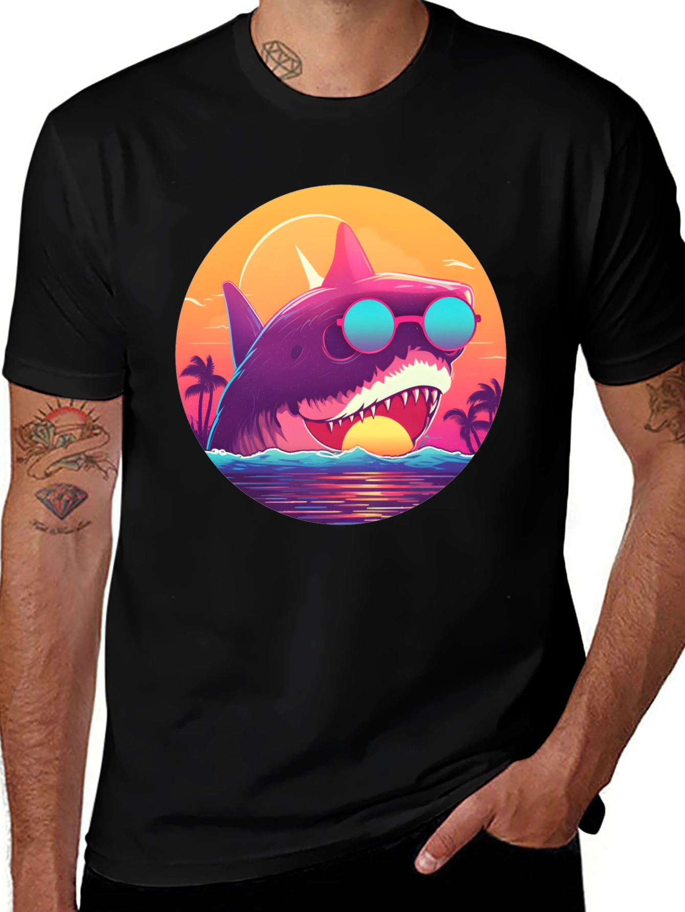Variant 27 of Retro Shark Beach T-Shirt - Summer Vibes