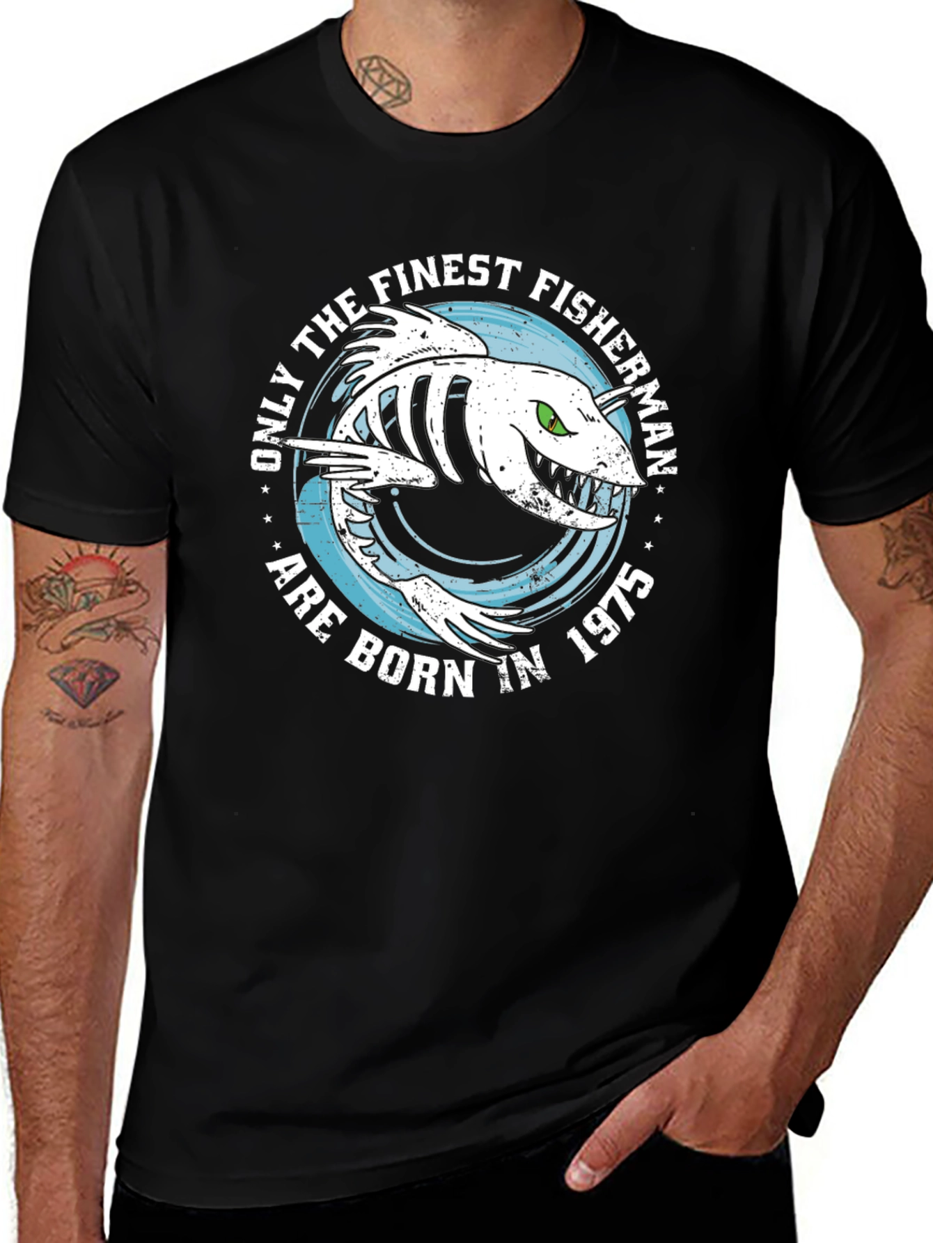 Variant 5 of Finest Fisherman Born in 1975 Black T-Shirt