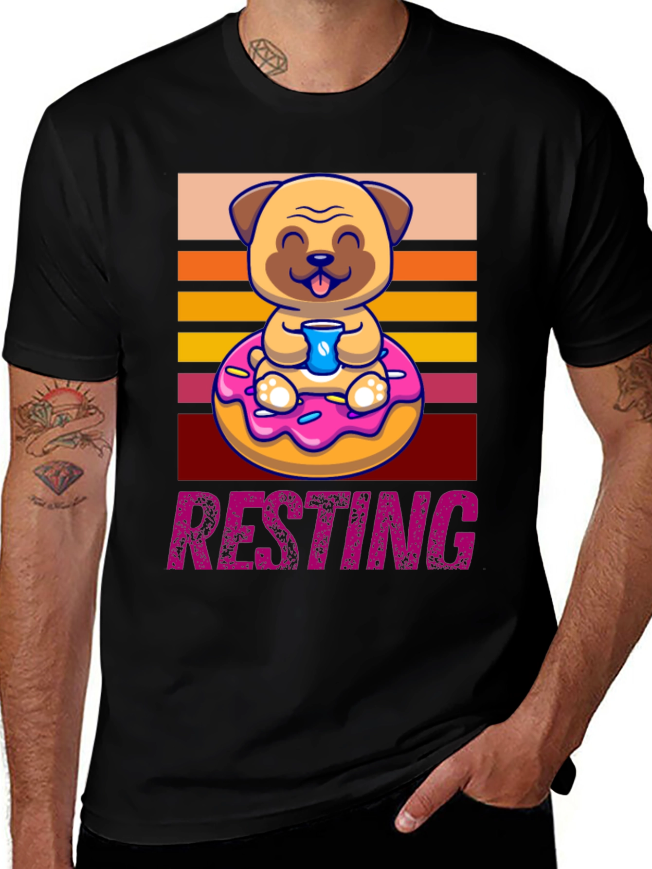 Variant 26 of Resting Pug Donut T-Shirt - Cute & Comfy