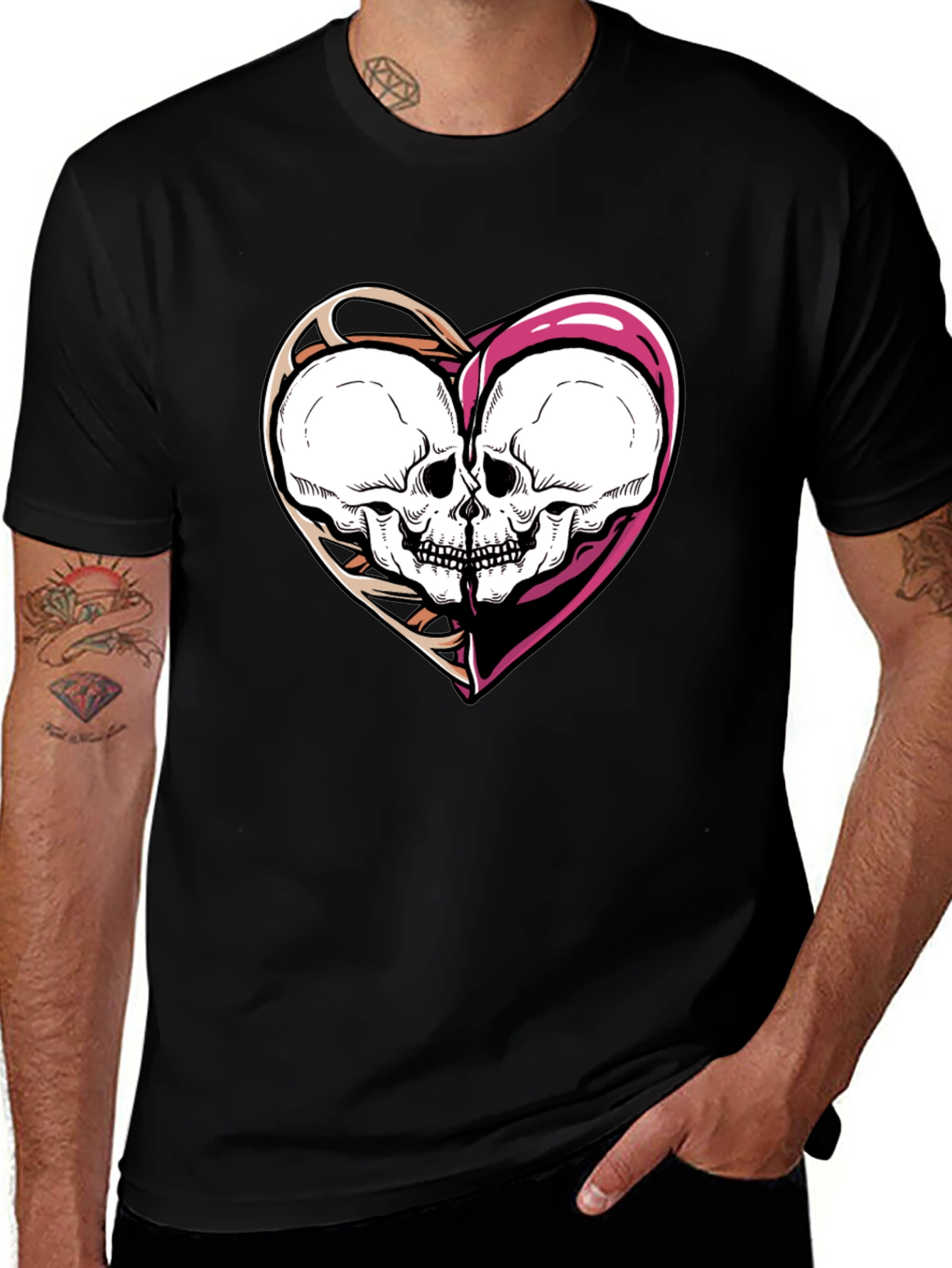 Skull Heart Graphic Tee - Unisex Black T-Shirt