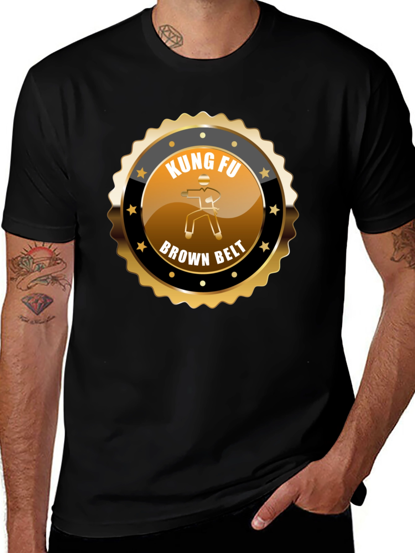 Variant 20 of Kung Fu Brown Belt Black T-Shirt - Martial Arts Design